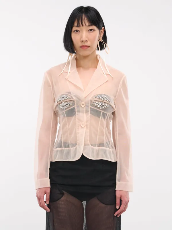 Sheer Tulle Jacket (6097B-0069-NUDE-CLEAR) made by Simone Rocha