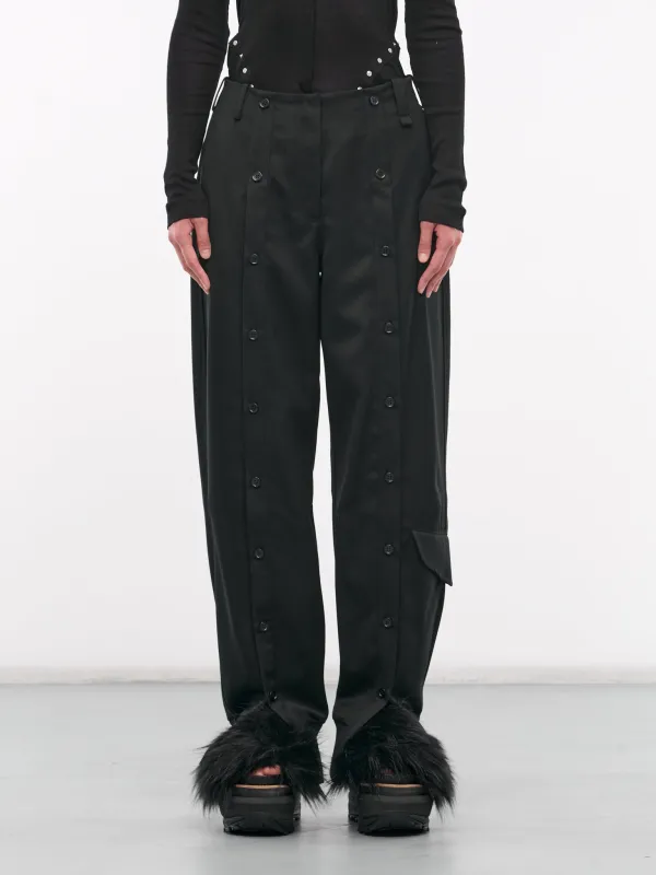 Button Placket Trousers (4125-0458-BLACK) made by lorenzo