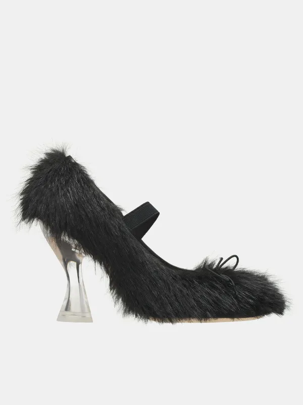 Faux Fur Ballerina Heels (HH5-1090-BLACK) sold by lorenzo