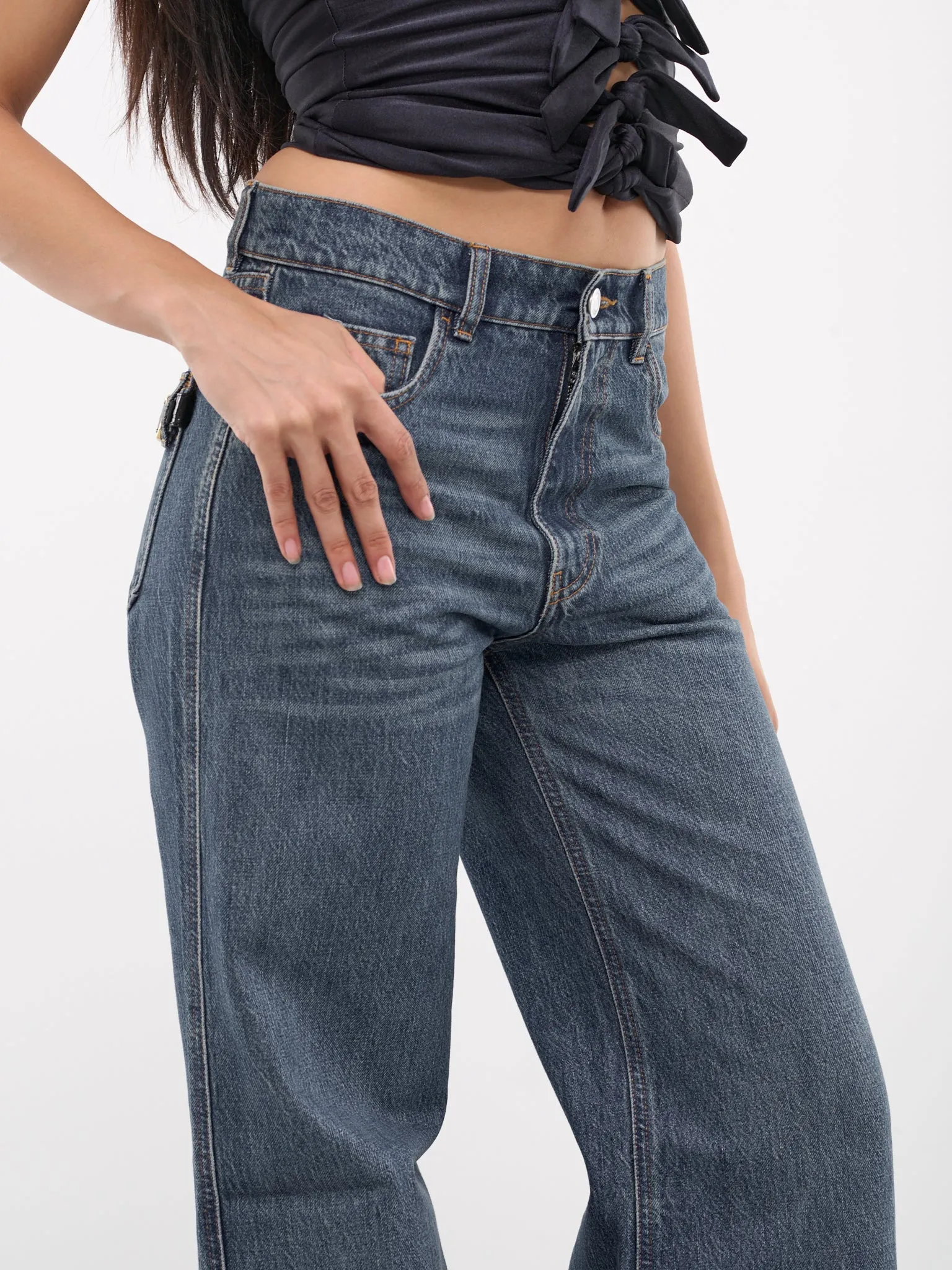 Wide Leg Denim Jeans (COPP95252-BLUE) sold by lorenzo product image thumbnail 4