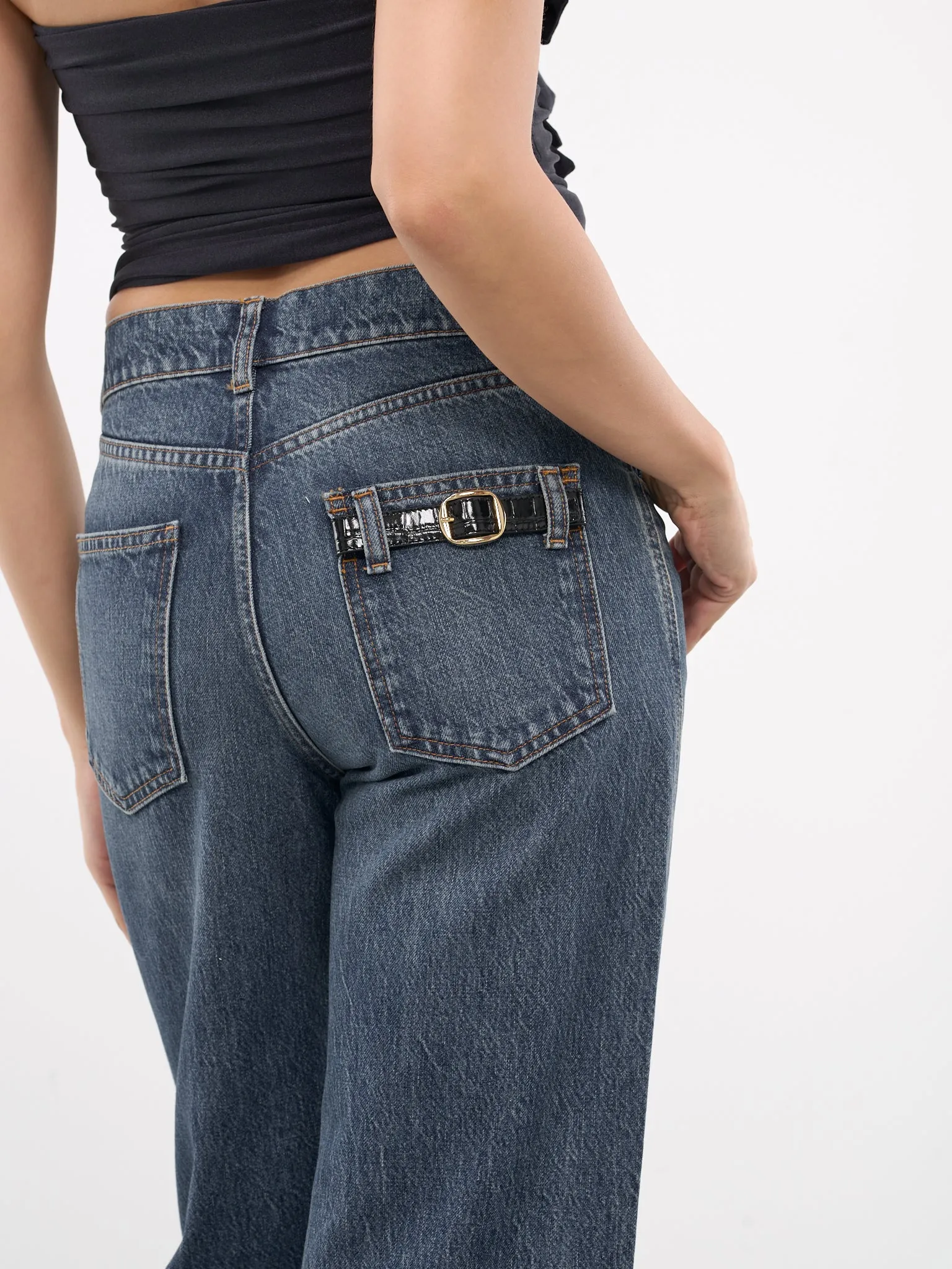 Wide Leg Denim Jeans (COPP95252-BLUE) sold by lorenzo product image thumbnail 5