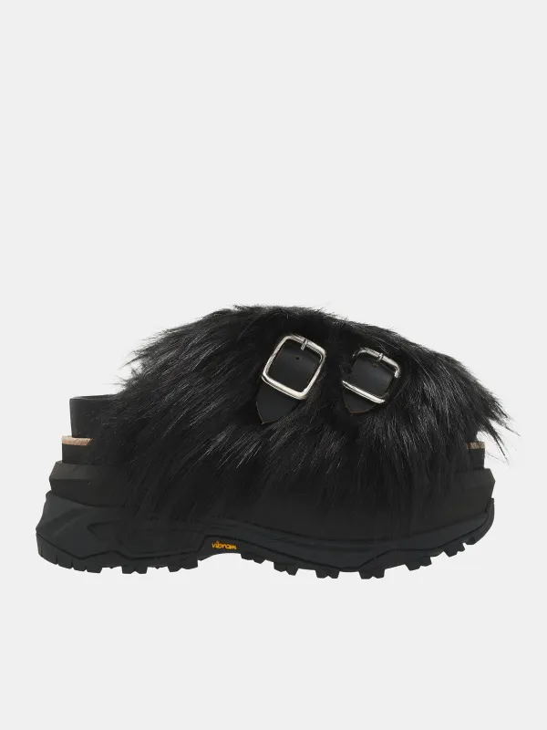 Faux Fur Sandals (24-07477-001-BLACK) sold by lorenzo