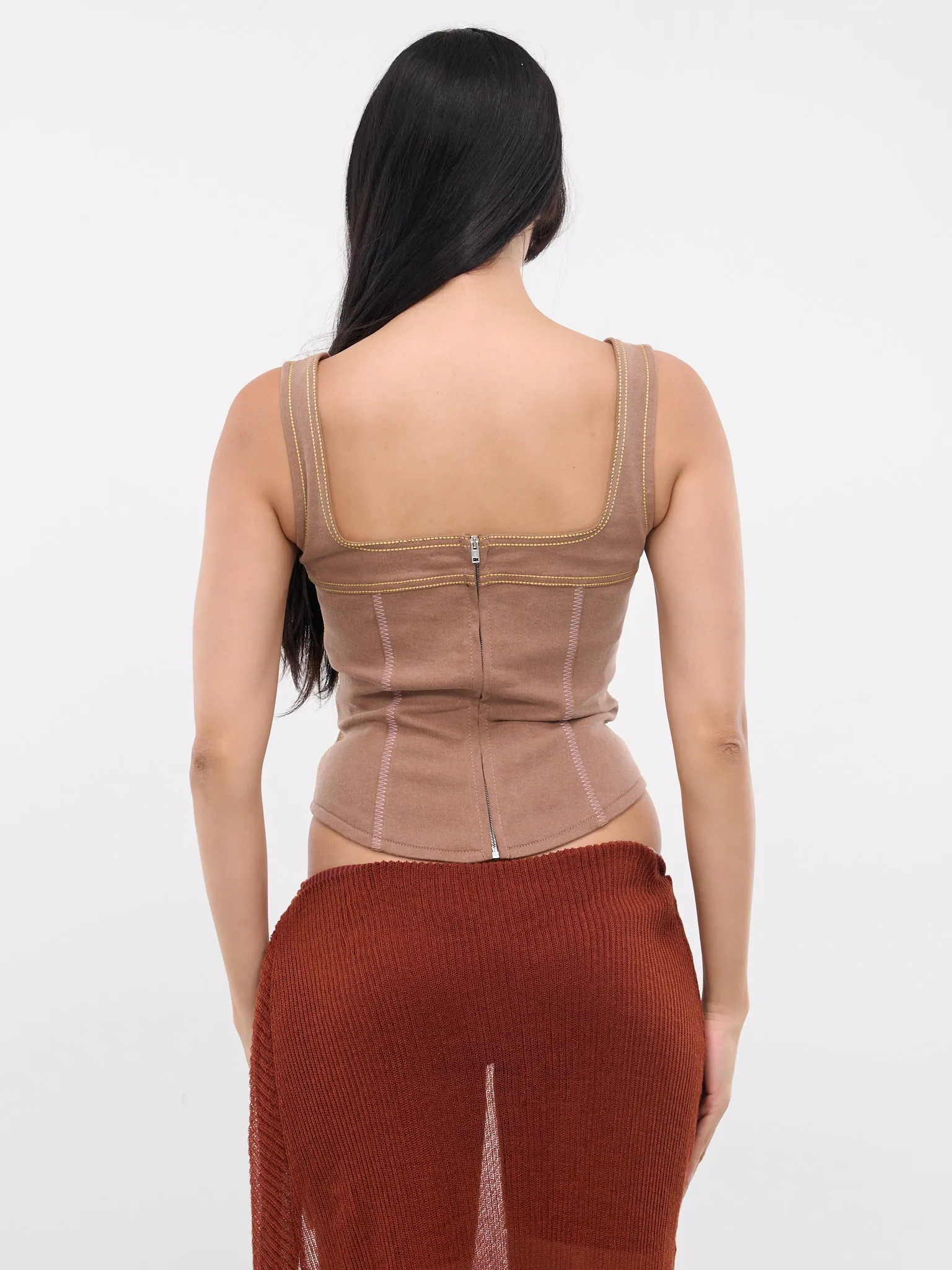 Denim Corset Tank Top (TTJD0326S0-USCW76-BROWN) sold by lorenzo product image thumbnail 3