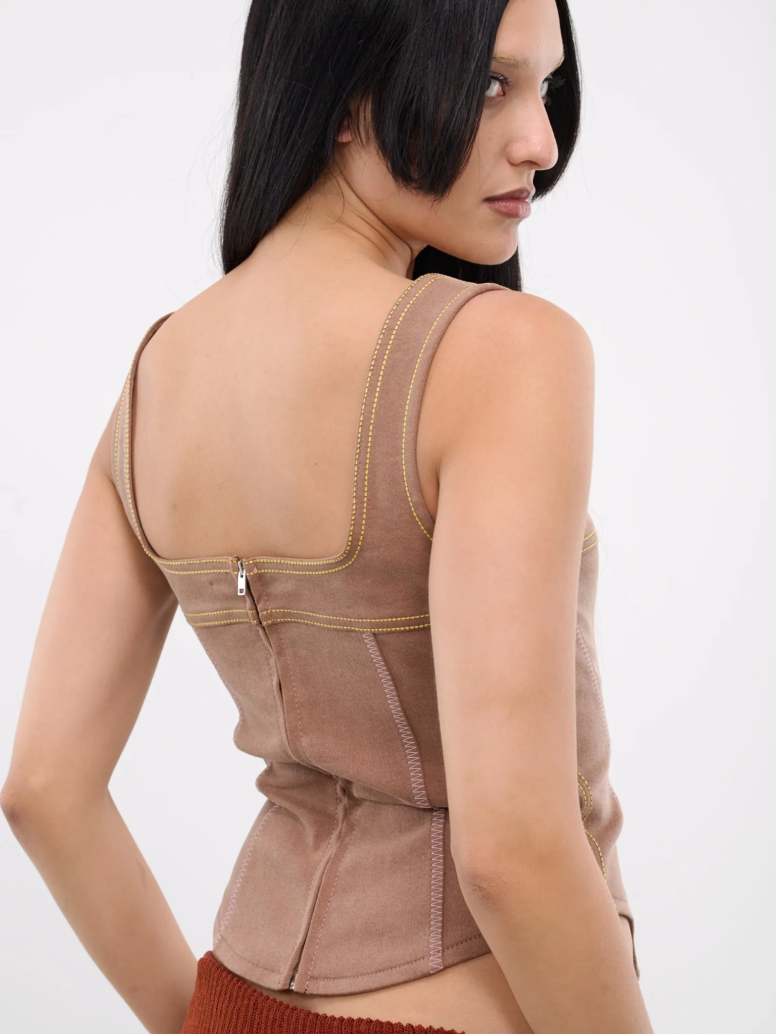 Denim Corset Tank Top (TTJD0326S0-USCW76-BROWN) sold by lorenzo product image thumbnail 5