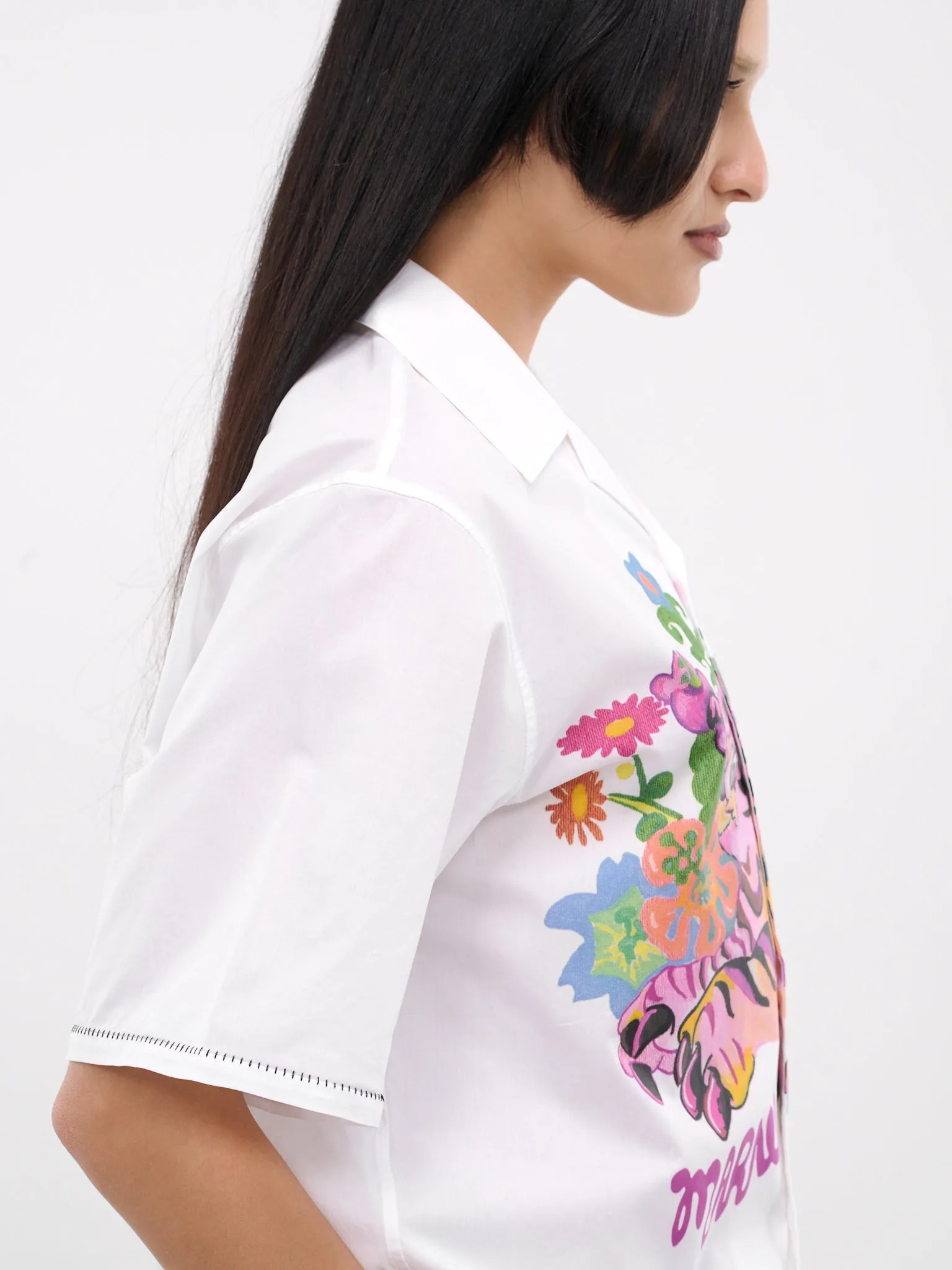 White Graphic Button-Up Shirt (CAMA0587SP-USCW80-WHITE-PRINTE) sold by lorenzo product image thumbnail 4