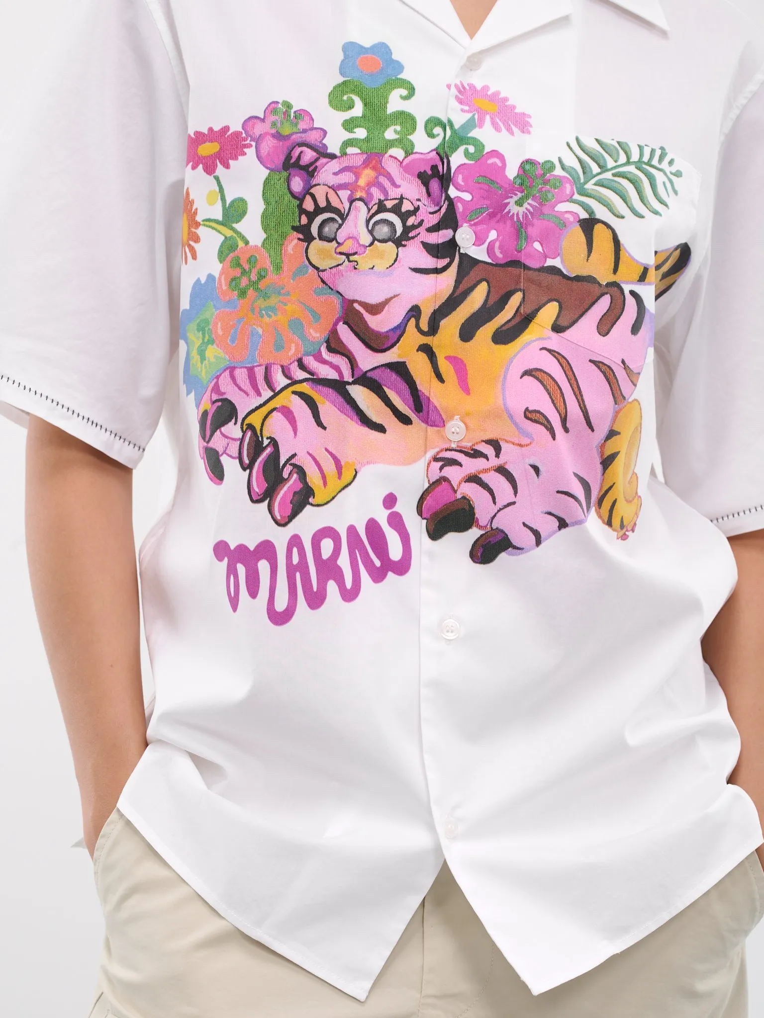 White Graphic Button-Up Shirt (CAMA0587SP-USCW80-WHITE-PRINTE) sold by lorenzo product image thumbnail 5