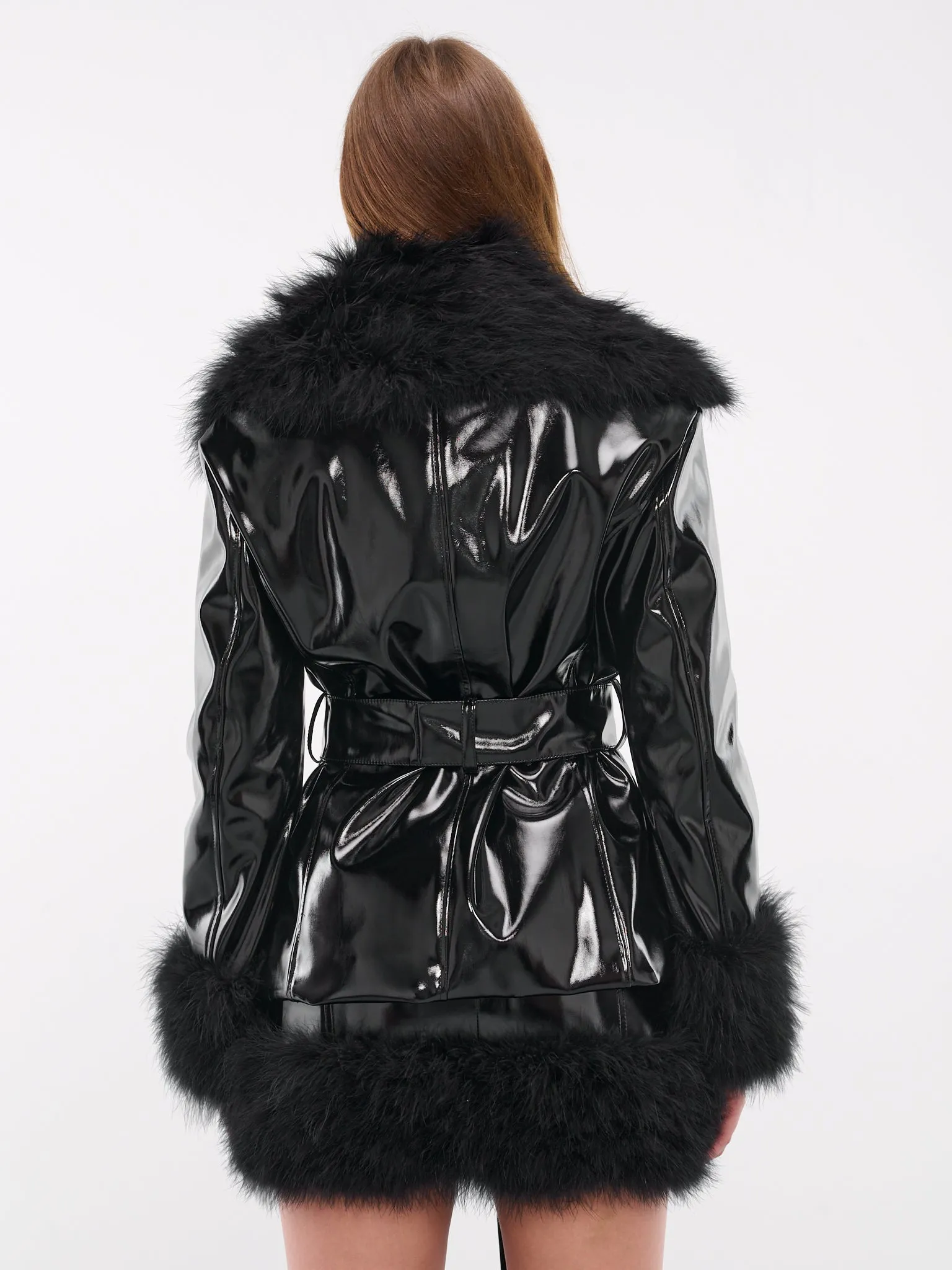 Patent Faux Leather Coat (A42-2S078A-BLACK) sold by lorenzo product image thumbnail 3