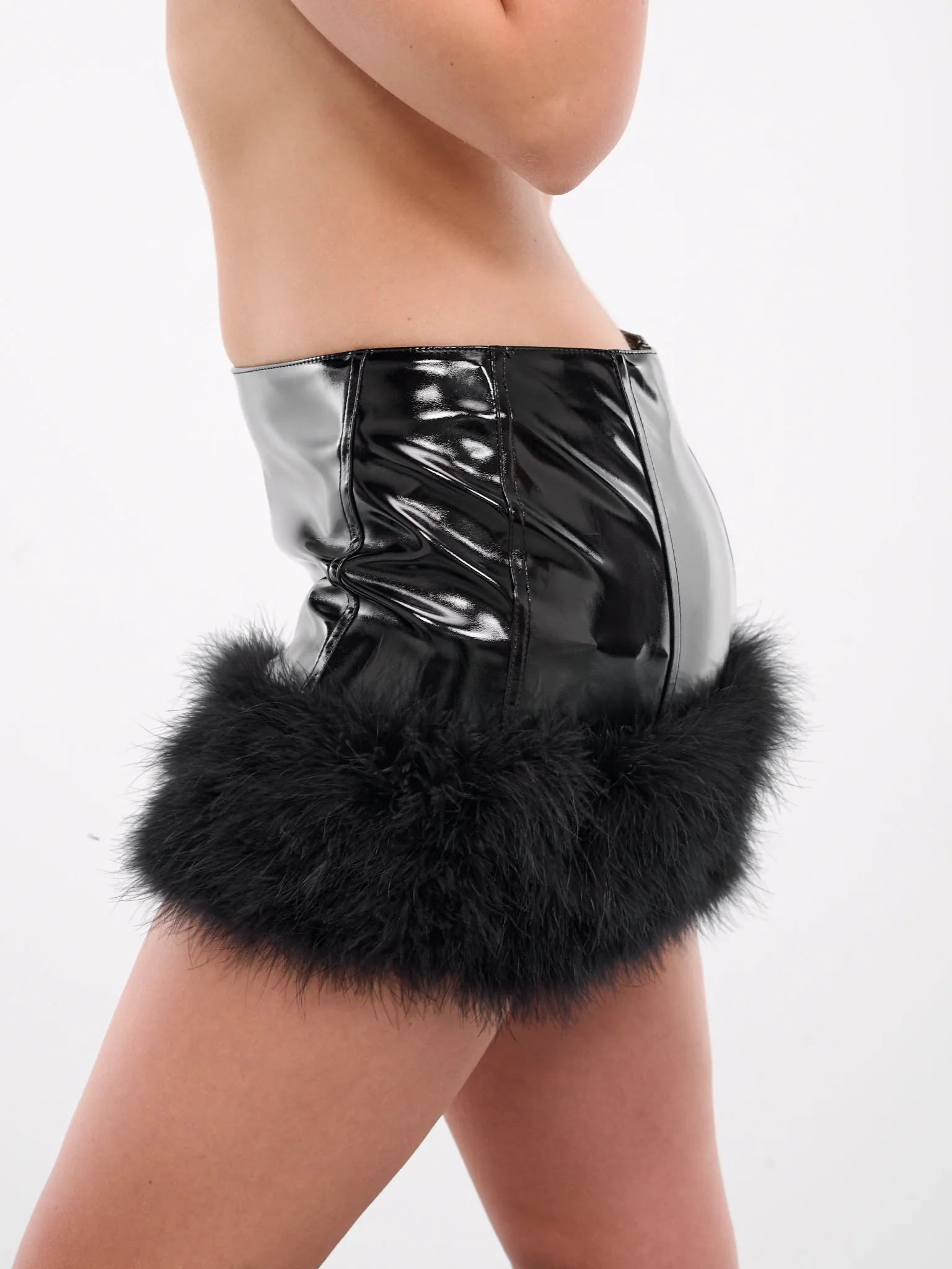 Feather Trim Mini Skirt (A42-2G183A-BLACK) sold by lorenzo product image thumbnail 4