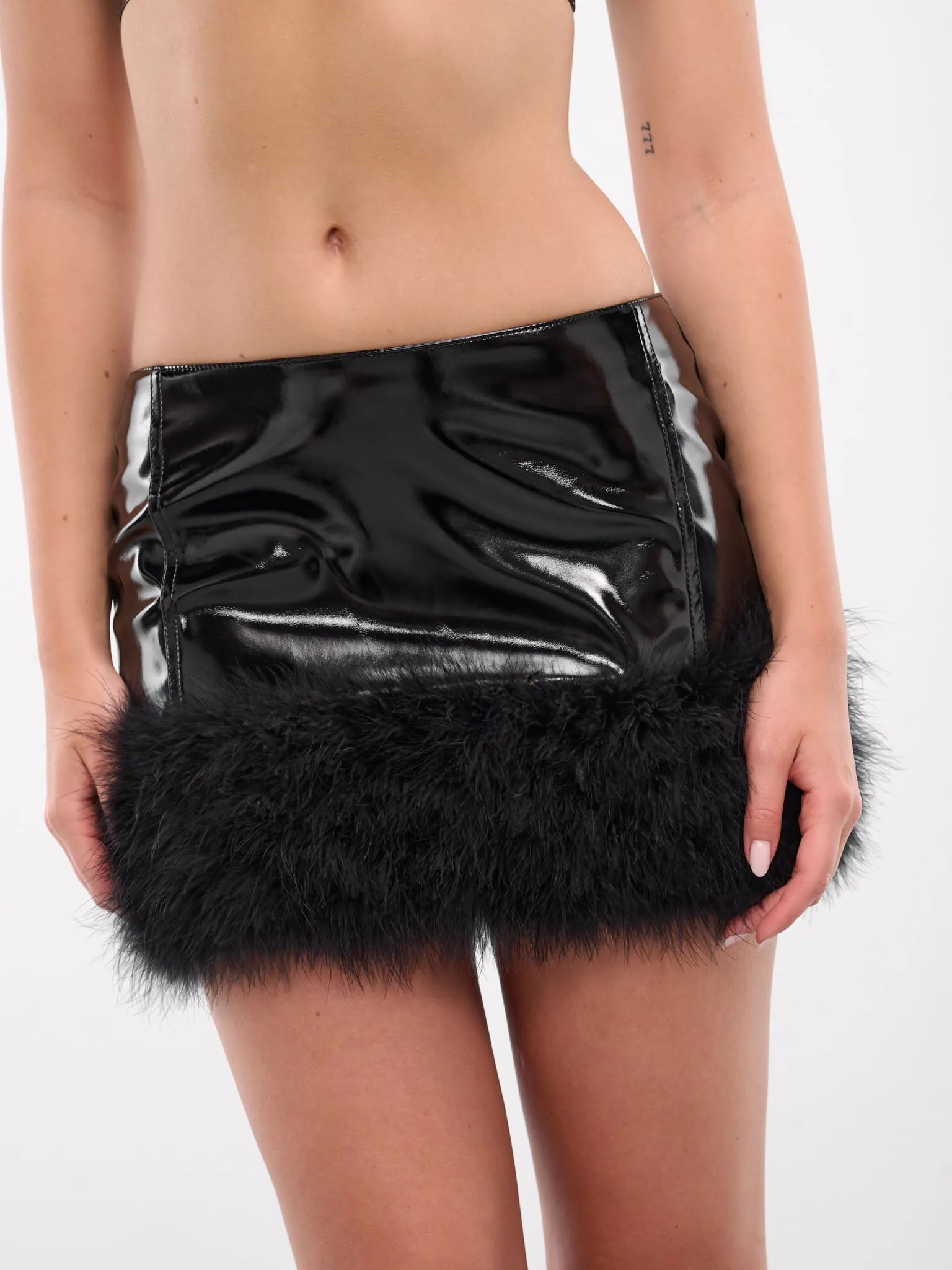 Feather Trim Mini Skirt (A42-2G183A-BLACK) sold by lorenzo product image thumbnail 5