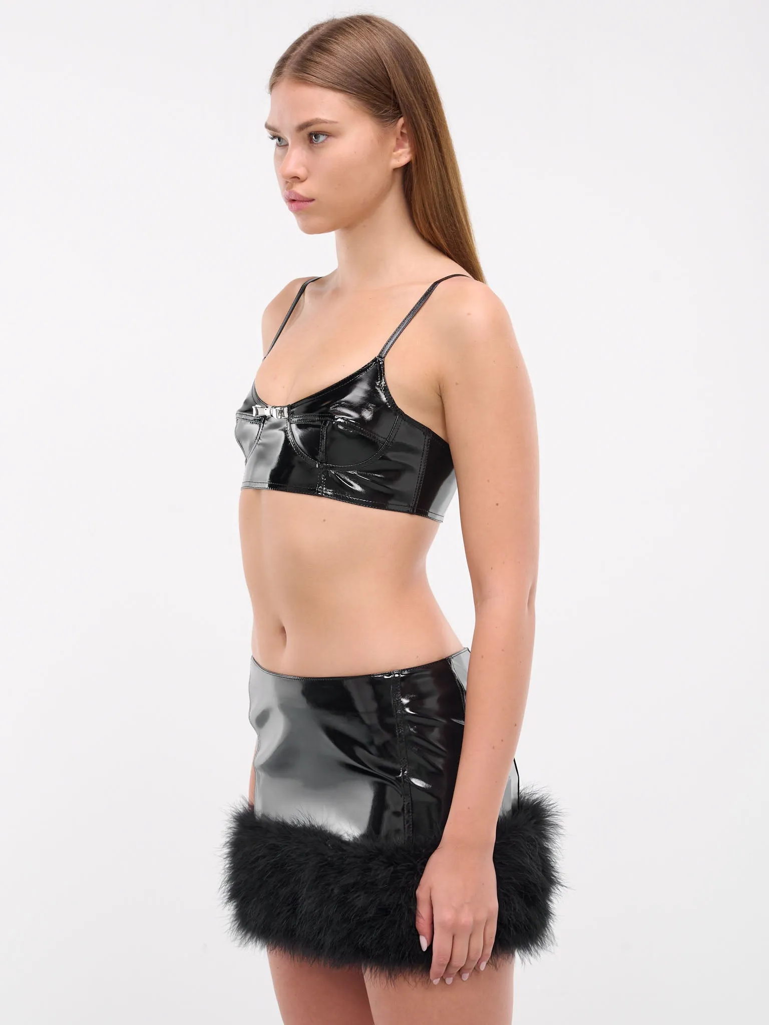 Patent Faux Leather Bra (A42-2C297A-BLACK) sold by lorenzo product image thumbnail 2