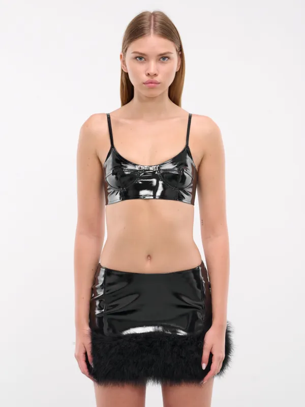 Patent Faux Leather Bra (A42-2C297A-BLACK) sold by lorenzo