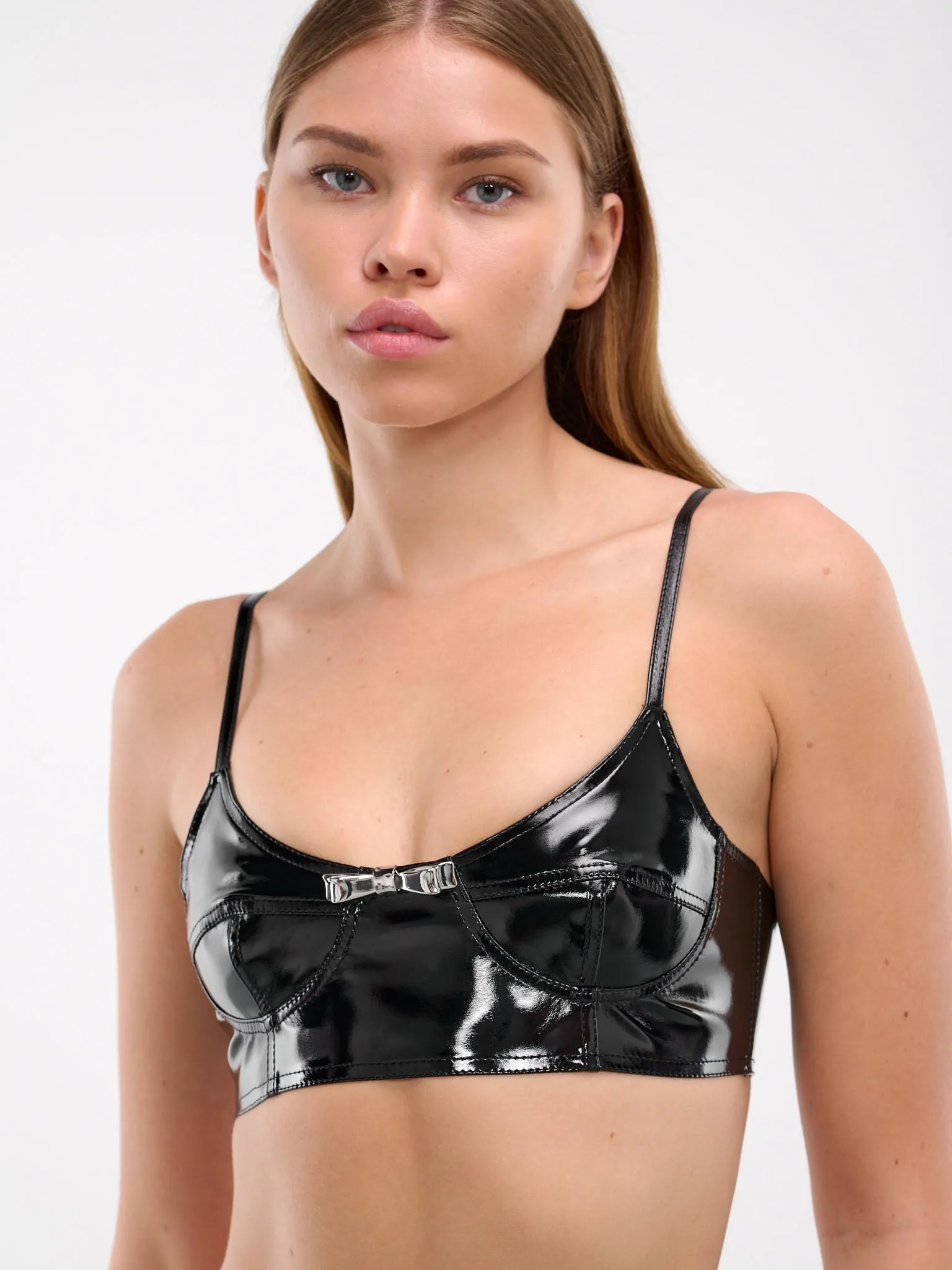 Patent Faux Leather Bra (A42-2C297A-BLACK) sold by lorenzo product image thumbnail 5