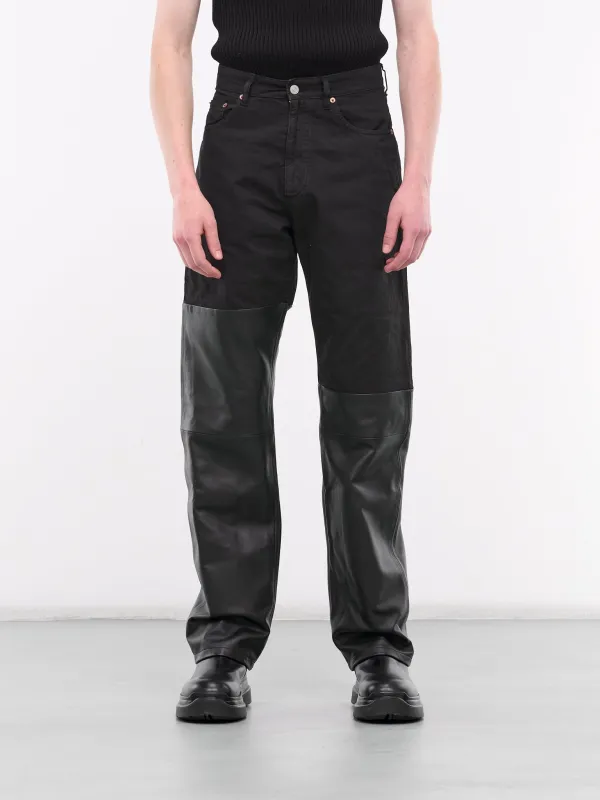 Mixed-Material Trousers (SH0LA0005-S78548-BLACK) sold by lorenzo