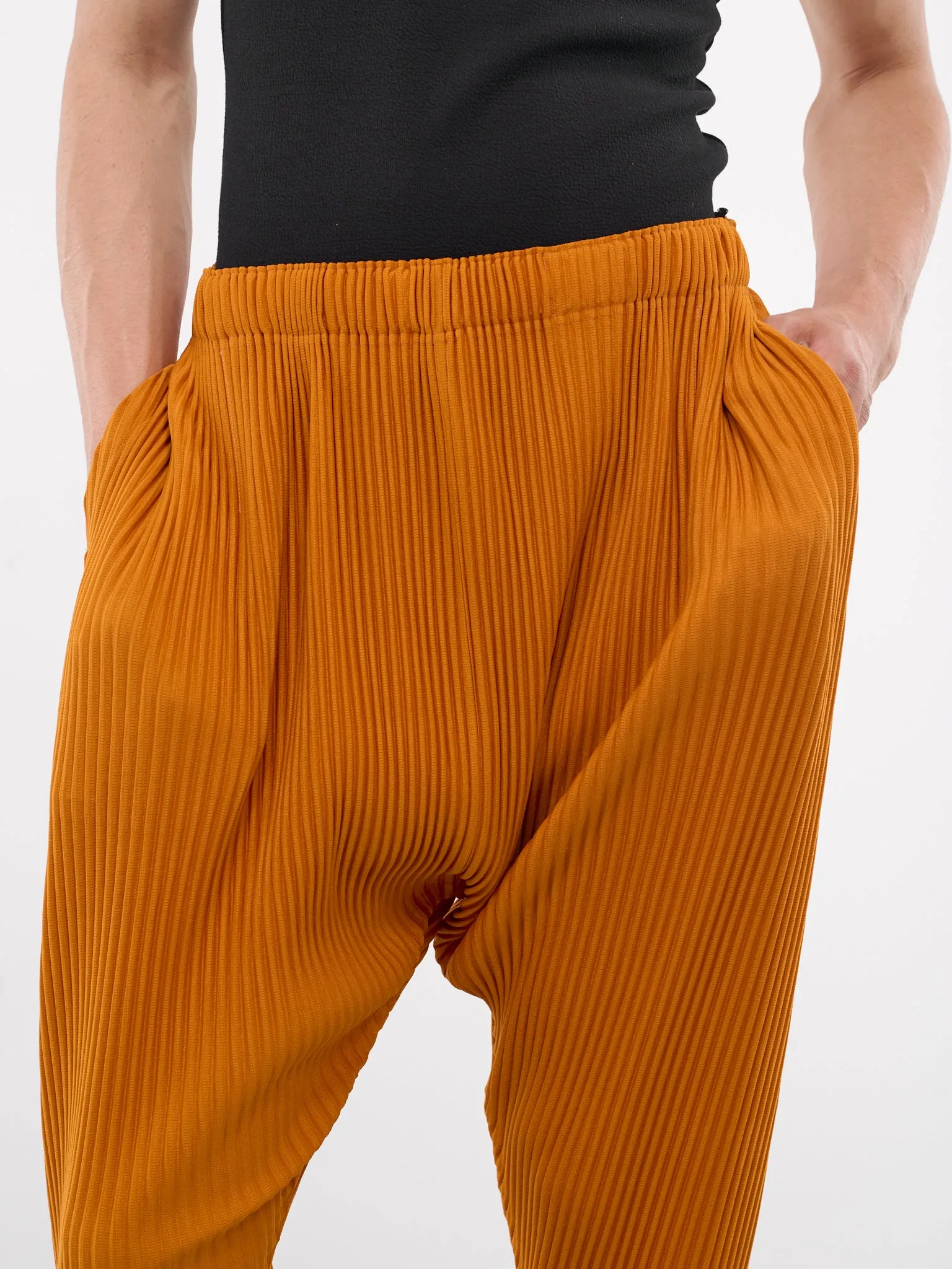 Colorful Pleats Pants (HP46JF141-34-FLAME-ORANGE) sold by lorenzo product image thumbnail 5