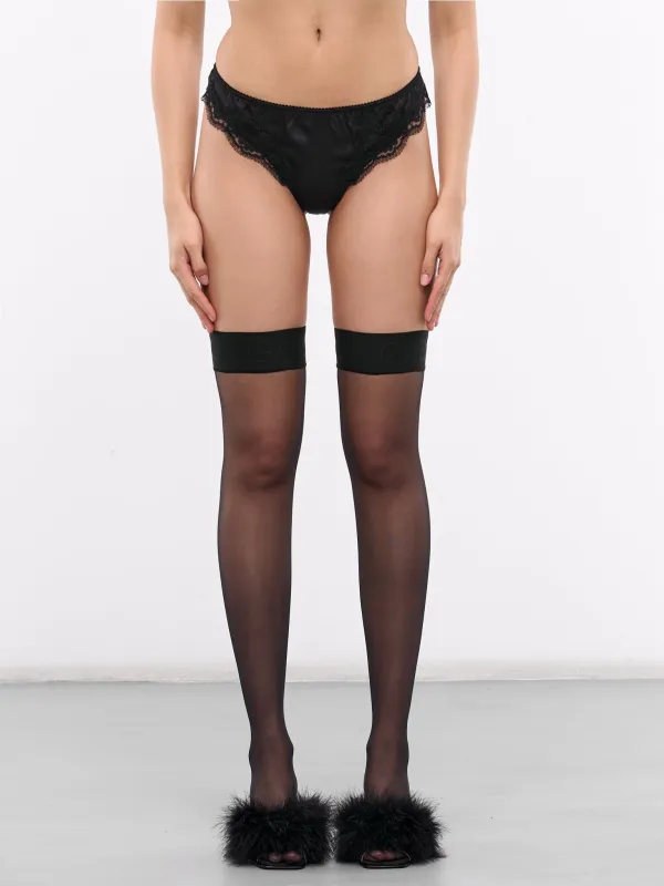 Lace Detailed Satin Thong (O2B50T-ONO13-BLACK) sold by lorenzo