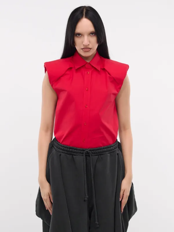 Collarbone Sleeveless Shirt (S1USH05-RED) made by ALAINPAUL