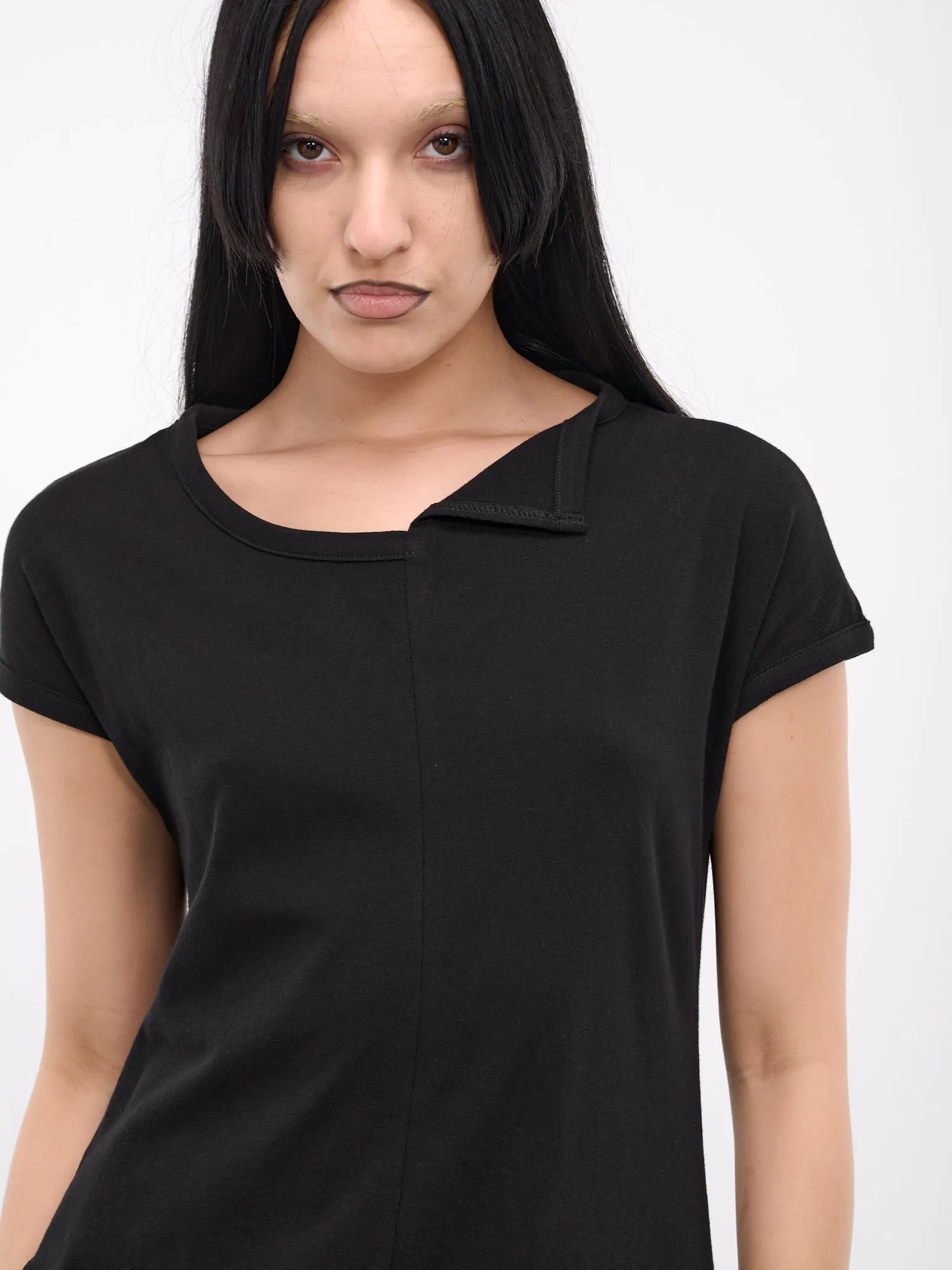 Paneled Flare Short Sleeve Top (FS-T37-077-1-BLACK) sold by lorenzo product image thumbnail 5