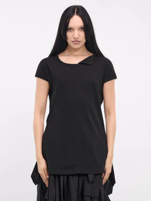Paneled Flare Short Sleeve Top (FS-T37-077-1-BLACK) sold by lorenzo