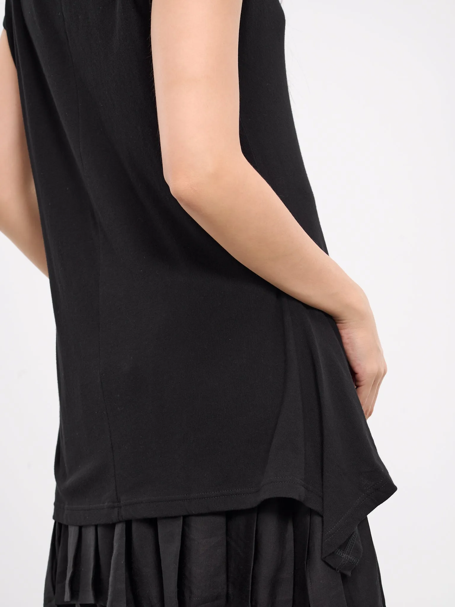 Paneled Flare Short Sleeve Top (FS-T37-077-1-BLACK) sold by lorenzo product image thumbnail 4