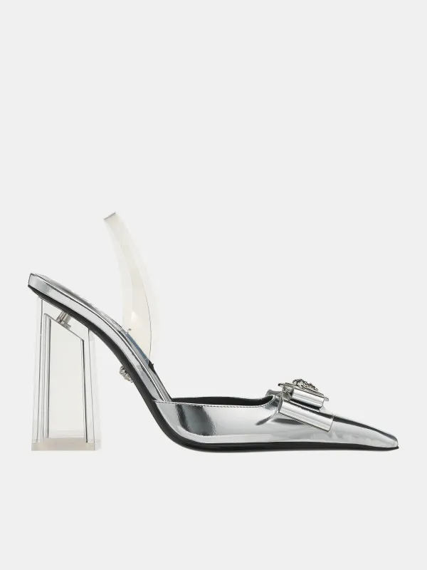 Gianni Ribbon Metallic Pumps (1015356-1A10007-2T08P-SILVER-P) sold by lorenzo