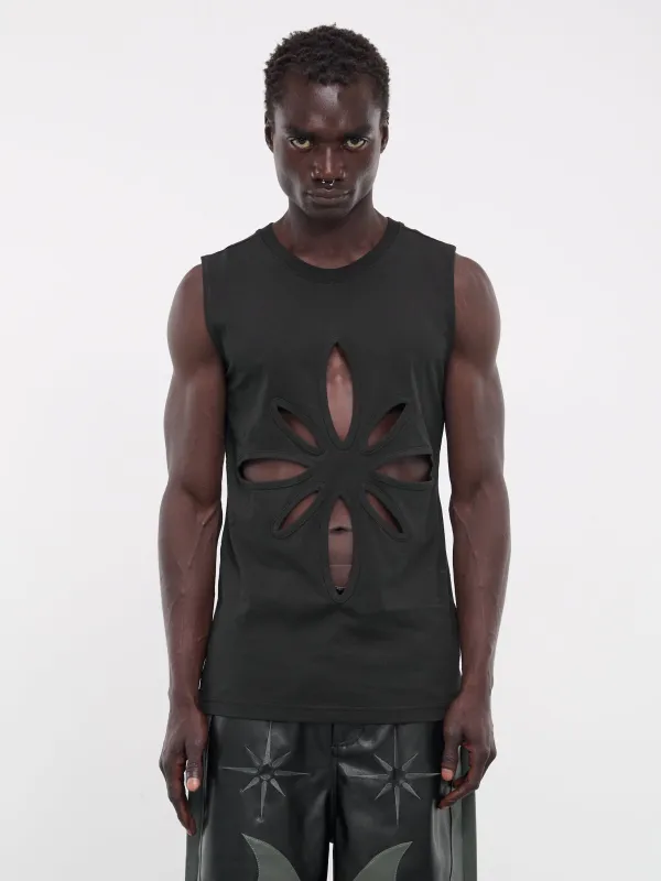Origami Cut-Out Sleeveless Tee (KUS4ST01KR-C5001-BLACK) sold by lorenzo