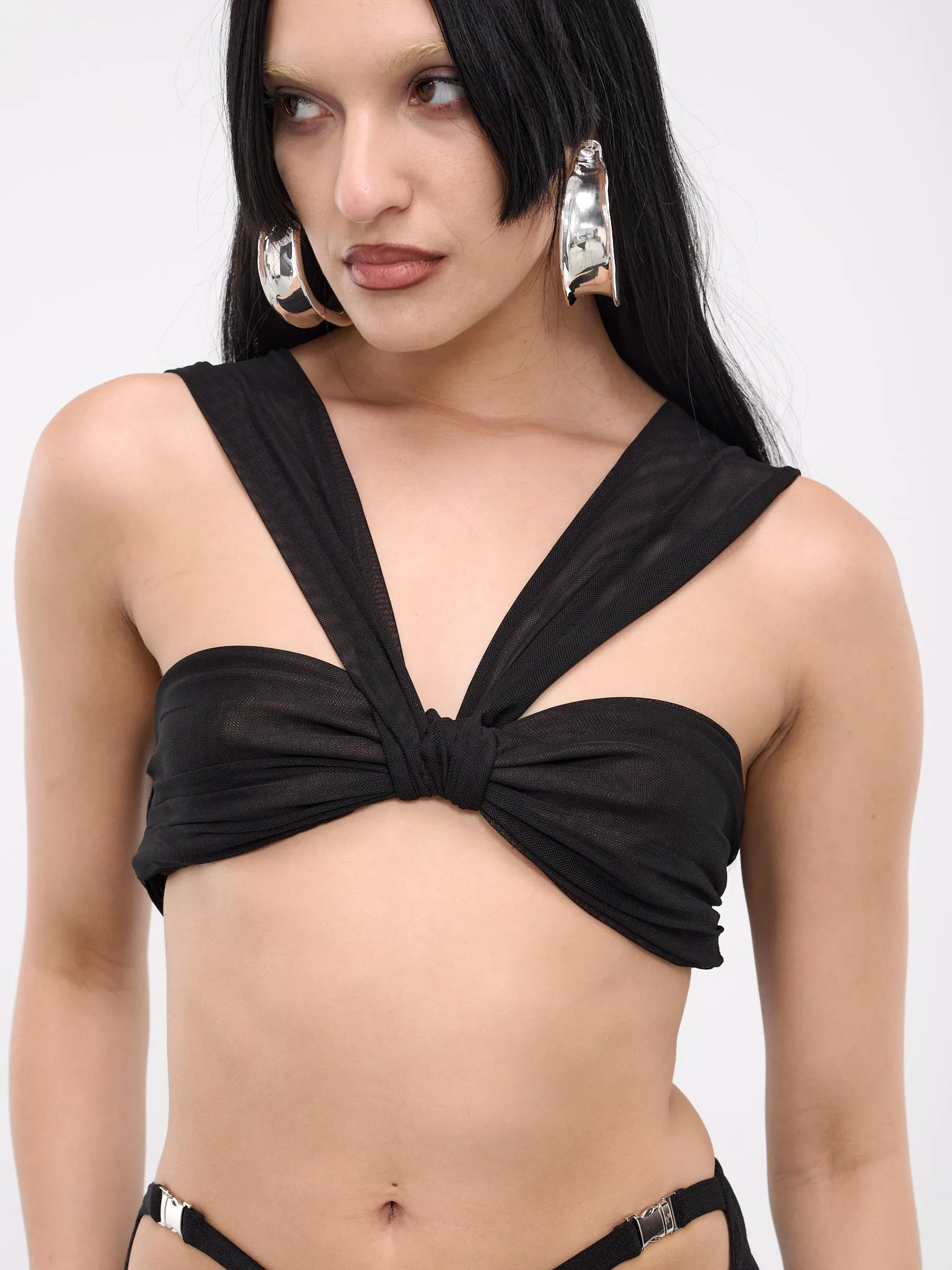 Bandeaux Gathered Tie Top (BGTT-BLACK) sold by lorenzo product image thumbnail 4