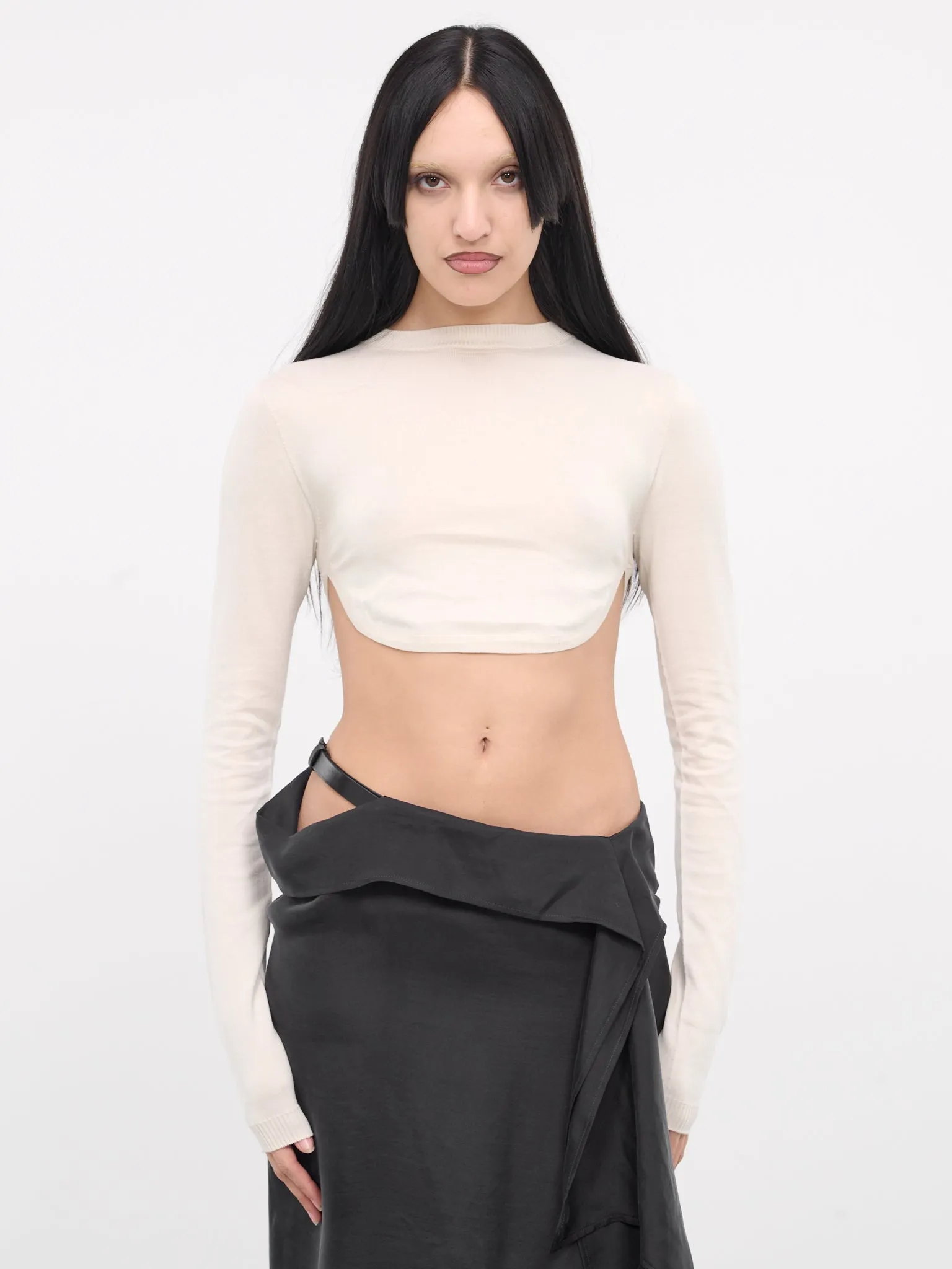 Lida Cinch Belt Crop Top (B0012027-KN033-STONE) sold by lorenzo