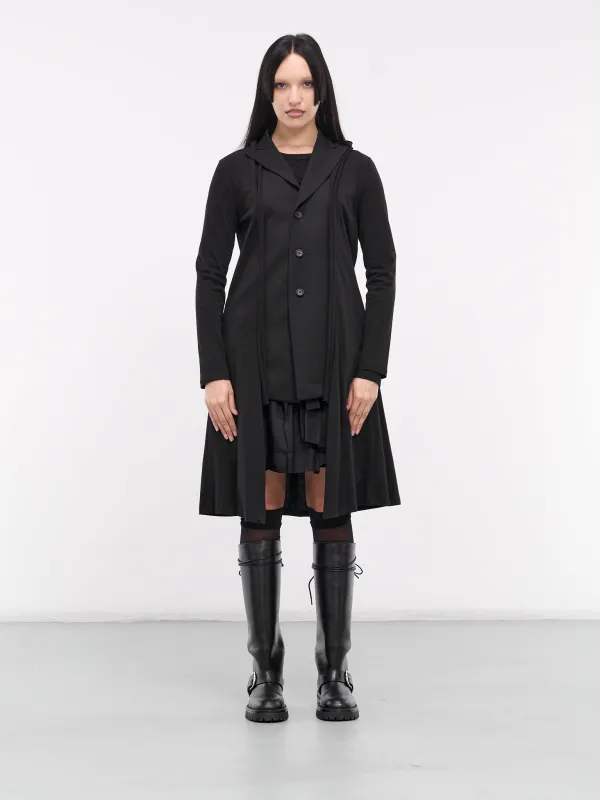 Gabardine Combination Long Jacket (FS-J62-800-BLACK) sold by lorenzo