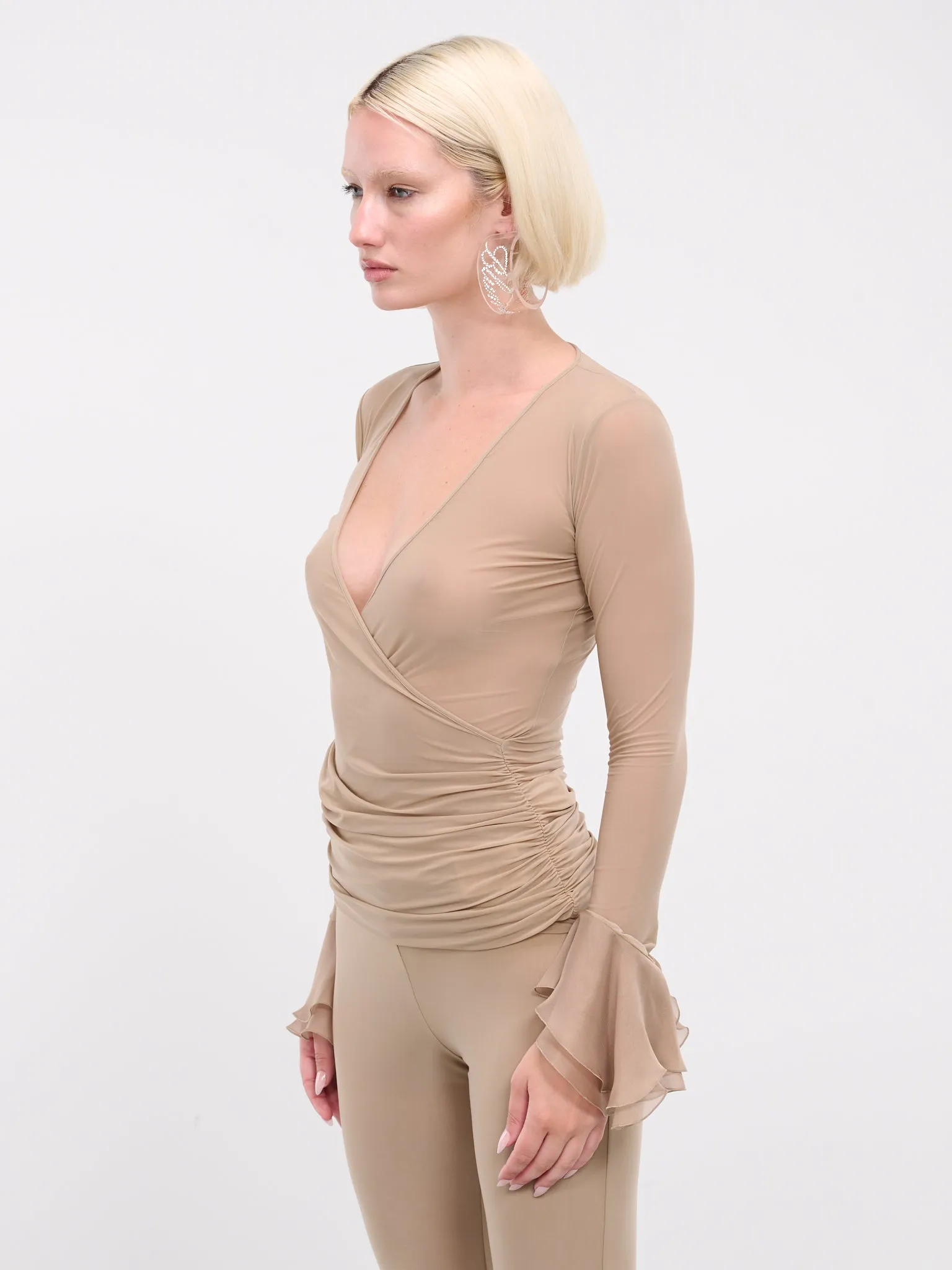 Chiffon Ruffle Top (4C053A-N0824-ALMOND) sold by lorenzo product image thumbnail 2