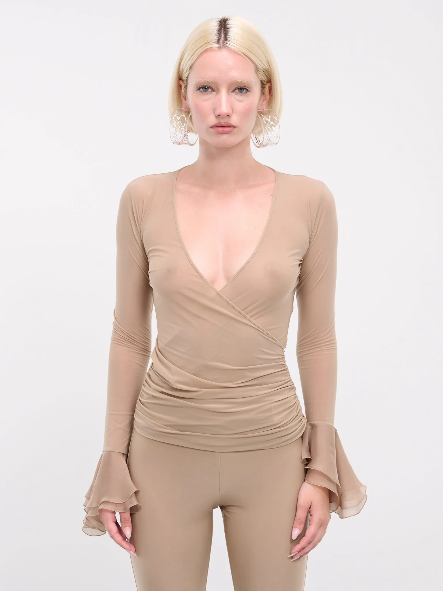 Chiffon Ruffle Top (4C053A-N0824-ALMOND) sold by lorenzo