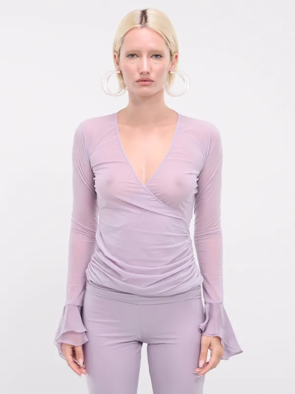 Chiffon Ruffle Top (4C053A-N0710-LAVENDER) sold by lorenzo