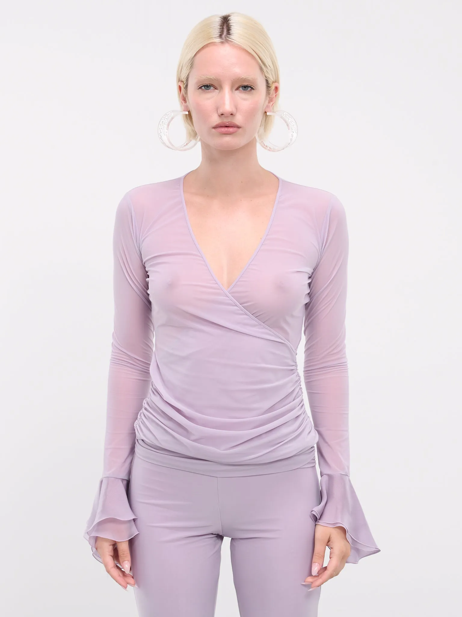 Chiffon Ruffle Top (4C053A-N0710-LAVENDER) sold by lorenzo