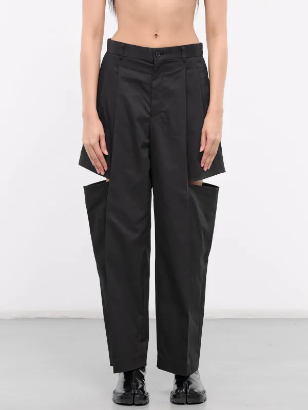 Cut-Out Trousers (3M-P006-051-BLACK) sold by lorenzo