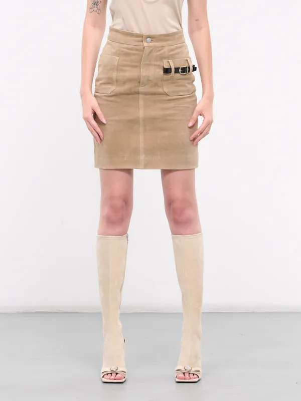 Belted Pocket Mini Skirt (COPJ56859-BEIGE) sold by lorenzo