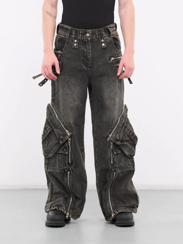 Denim Cargo Jeans (CARGO-DENIM-GREY-GREEN) sold by lorenzo