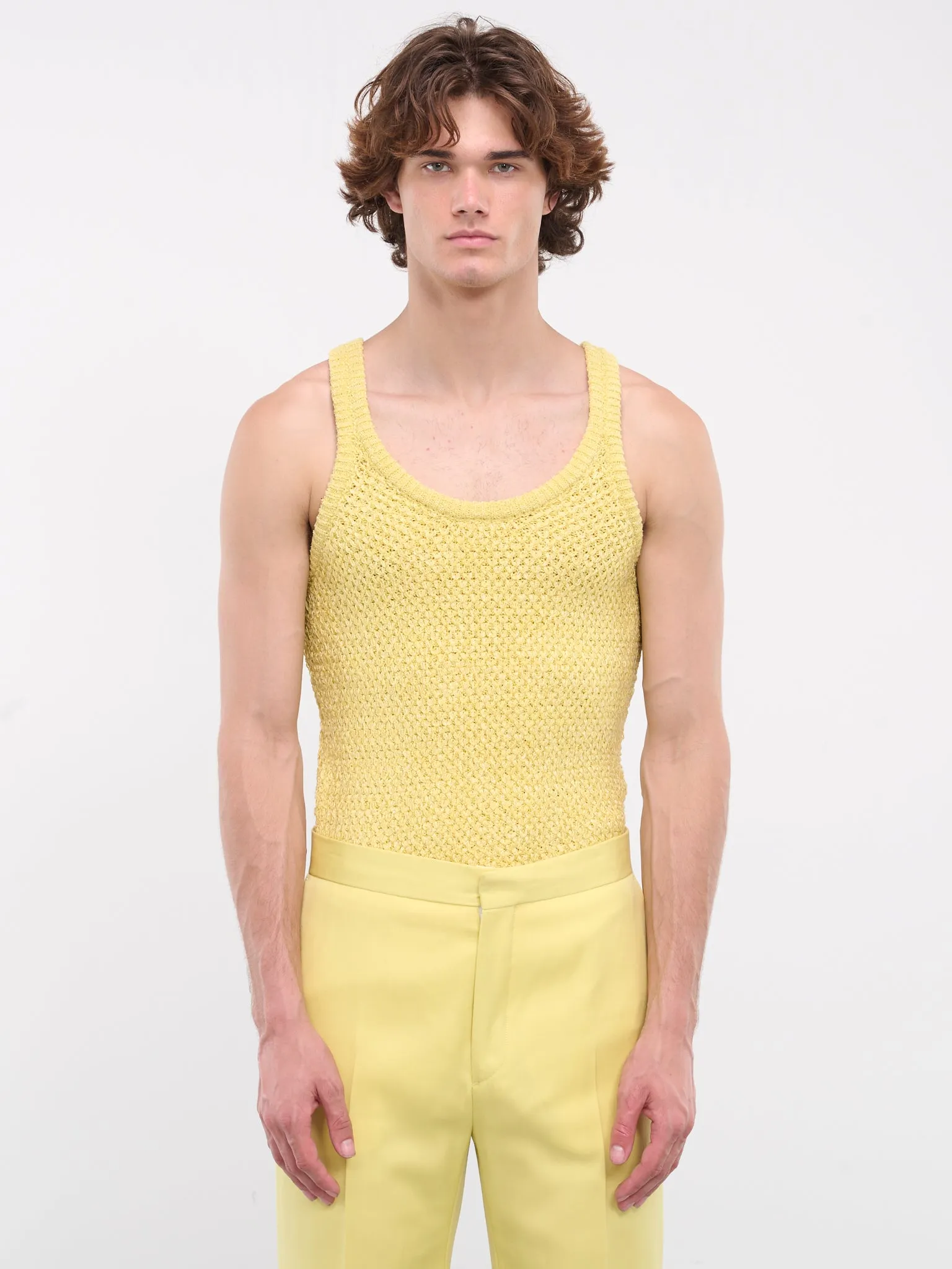 Fishnet Knit Tank Top (0441-K003-CANARY-030) sold by lorenzo