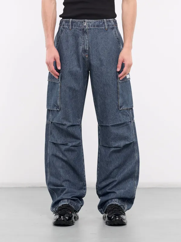 Wide Leg Denim Cargo Pants (COPP40252-BLUE) sold by lorenzo