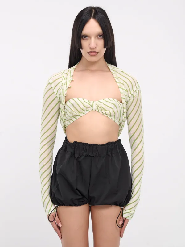 Striper Bolero Cardigan (BOLERO-GREEN-WHITE-STRIPE) sold by lorenzo