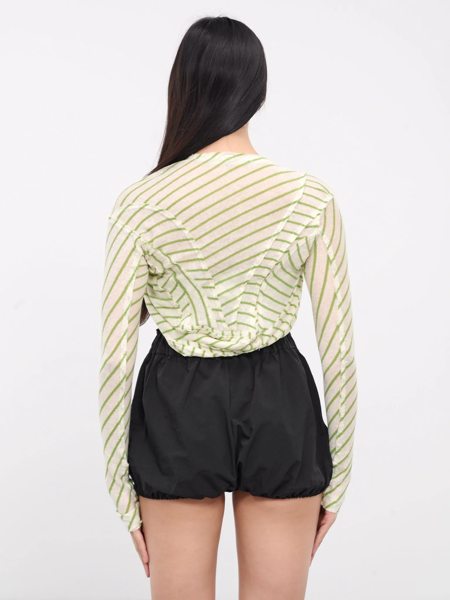 Striper Bolero Cardigan (BOLERO-GREEN-WHITE-STRIPE) sold by lorenzo product image thumbnail 3