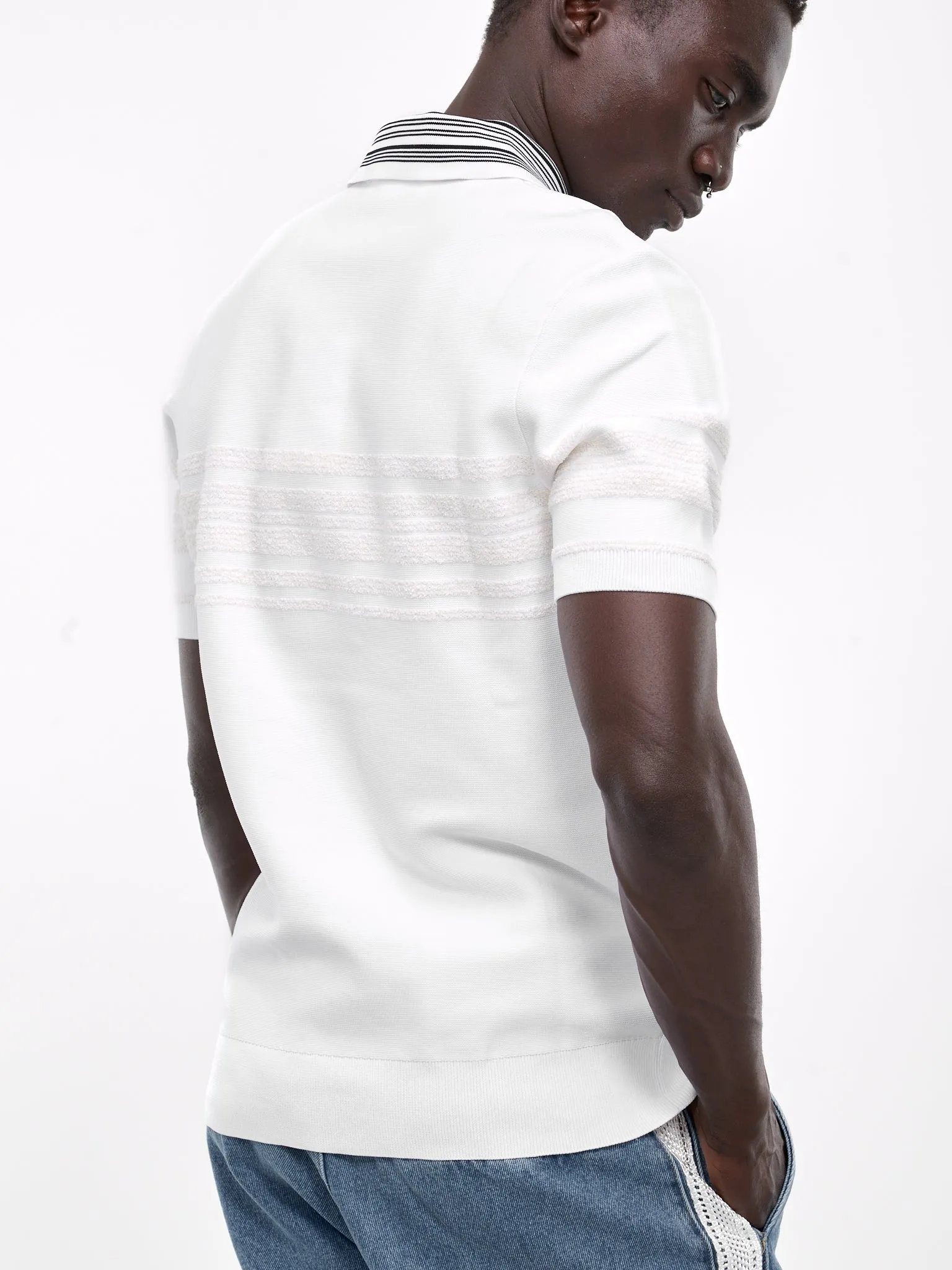 Dawn Knit Polo Shirt (MS24KN11-PL01-000-WHITE-IVORY) sold by lorenzo product image thumbnail 5