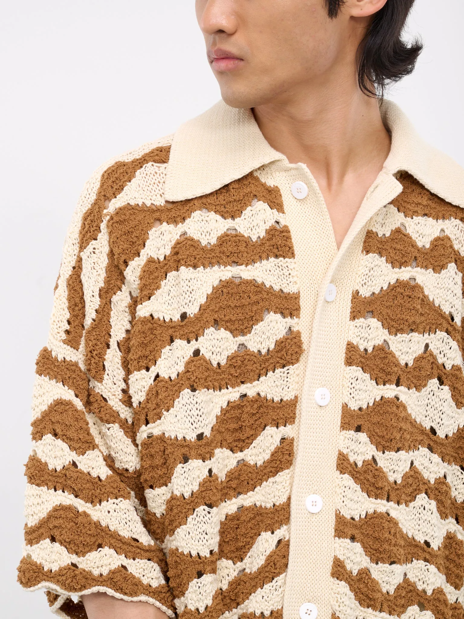 Knit Shirt (KN006-RAFFIA-BROWN) sold by lorenzo product image thumbnail 4
