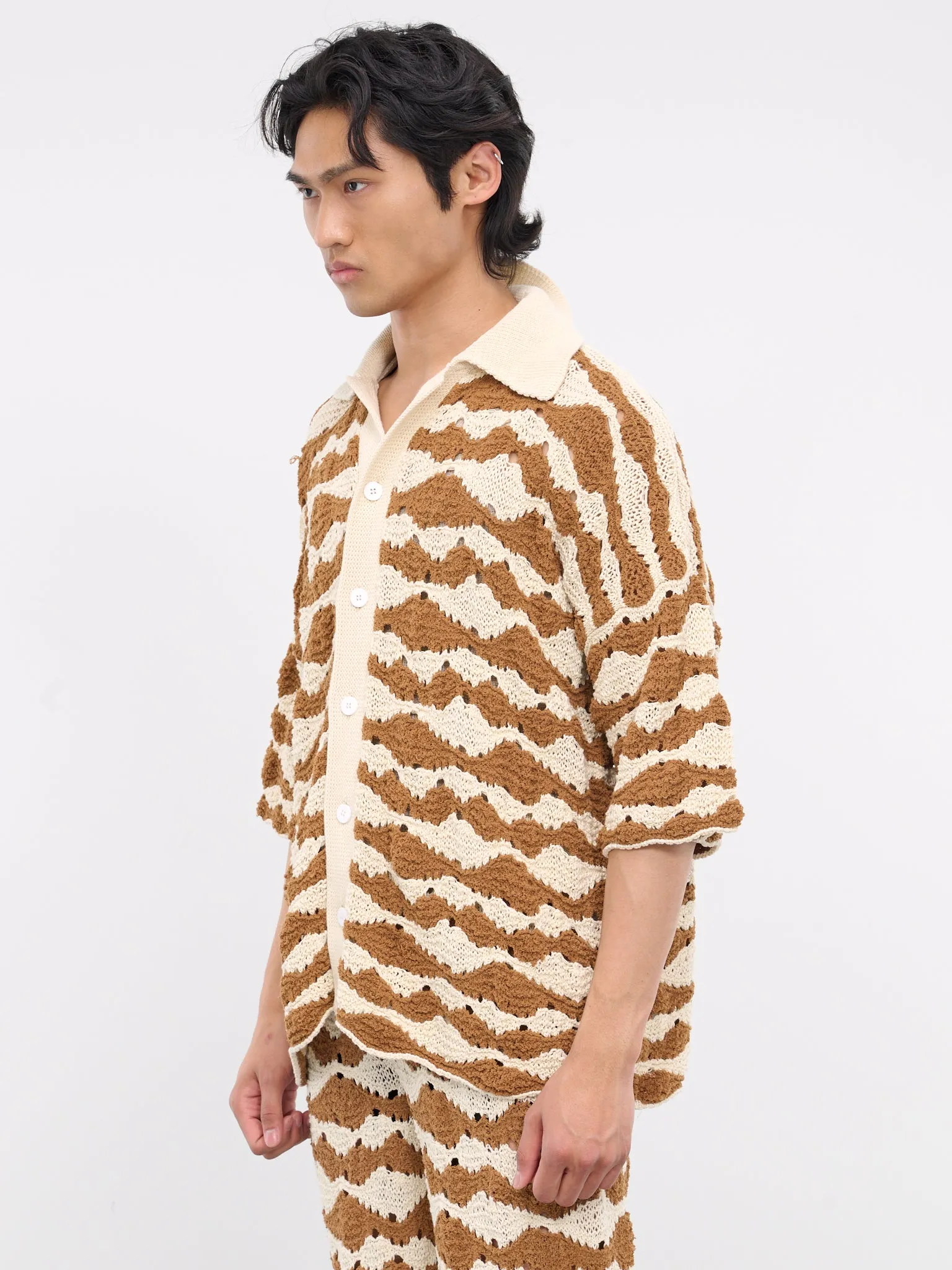 Knit Shirt (KN006-RAFFIA-BROWN) sold by lorenzo product image thumbnail 2