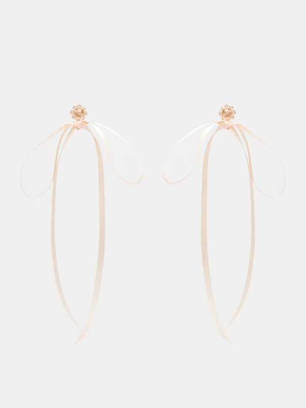Bow Ribbon Stud Earrings (ERG389-0903-NUDE-ROSE) sold by lorenzo