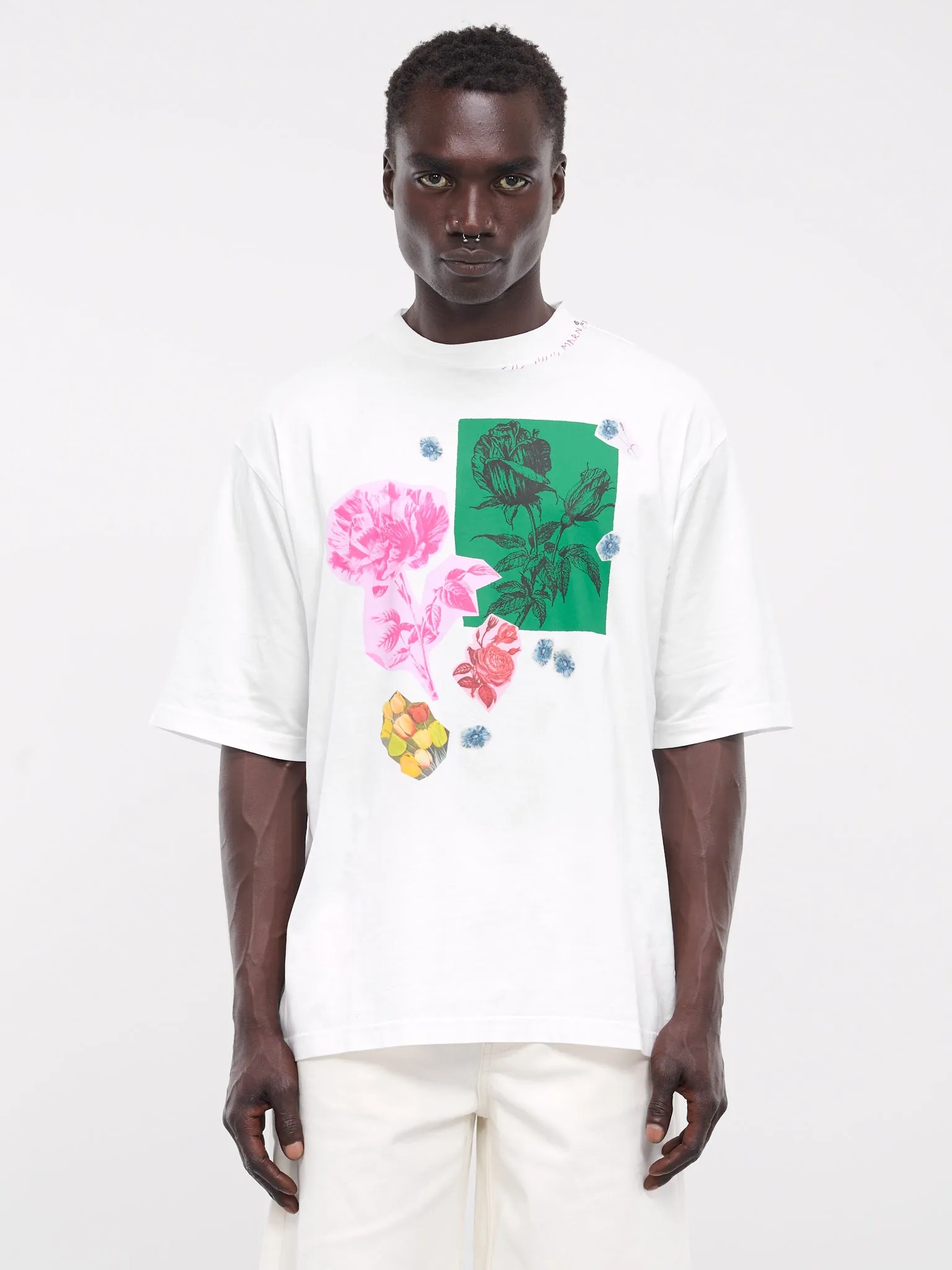 Flower Print Tee (HUMU0223PT-USCW75-WHITE-MULTI) sold by lorenzo