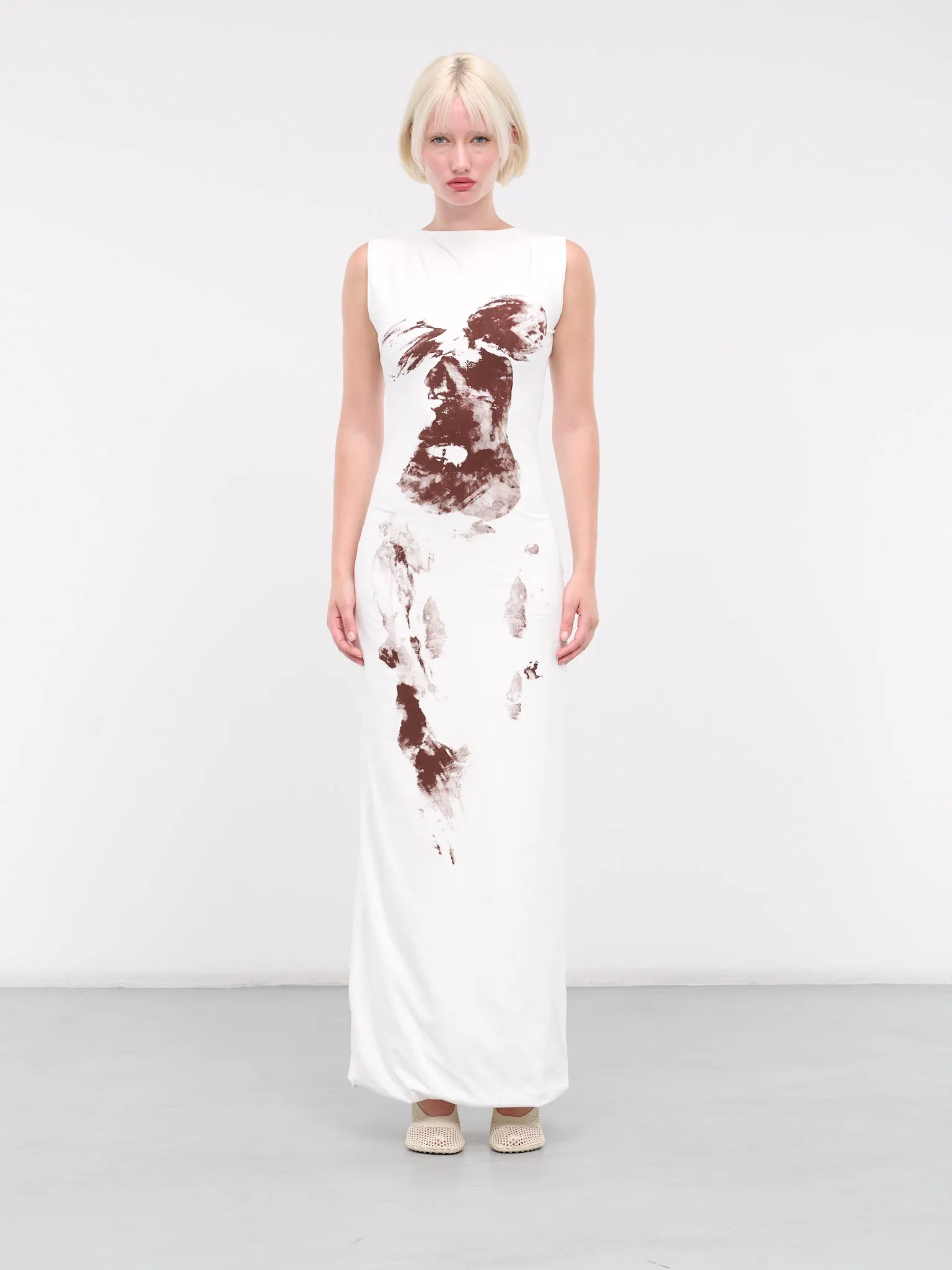 Temple Dress (TEMPLE-DRESS-WHITE-BROWN) sold by lorenzo