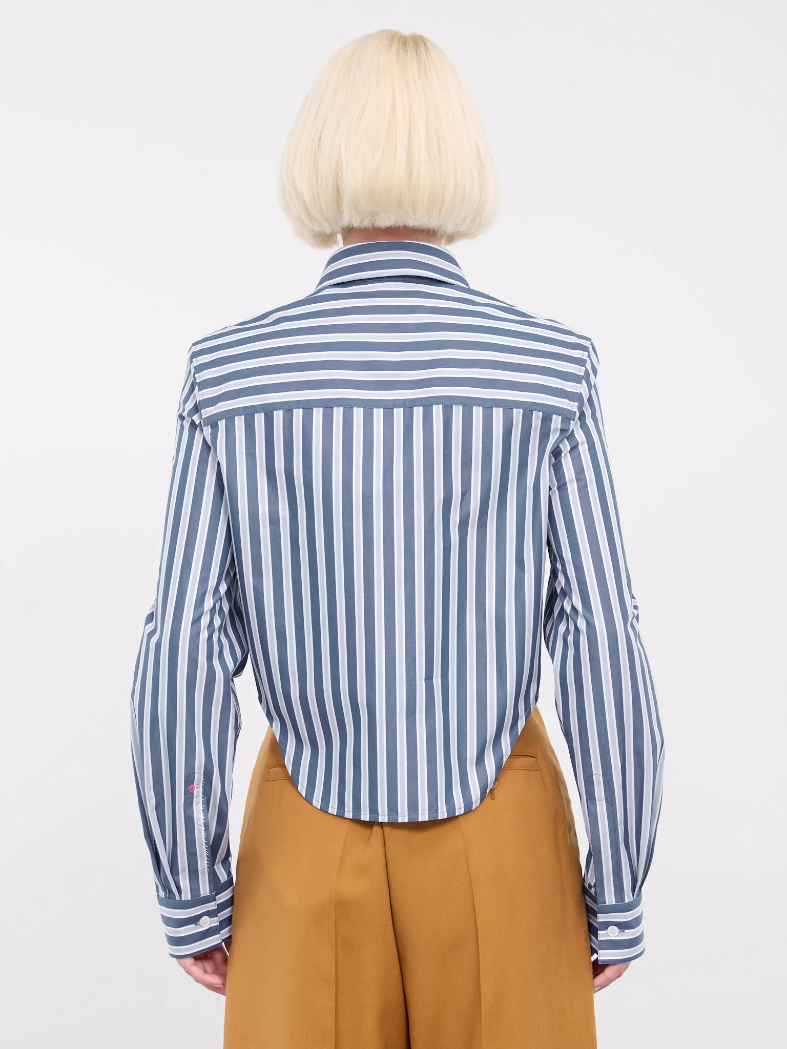 Cropped Stripe Shirt (CAMA0579S0-UTC336-BLUE-STRIPES) sold by lorenzo product image thumbnail 3