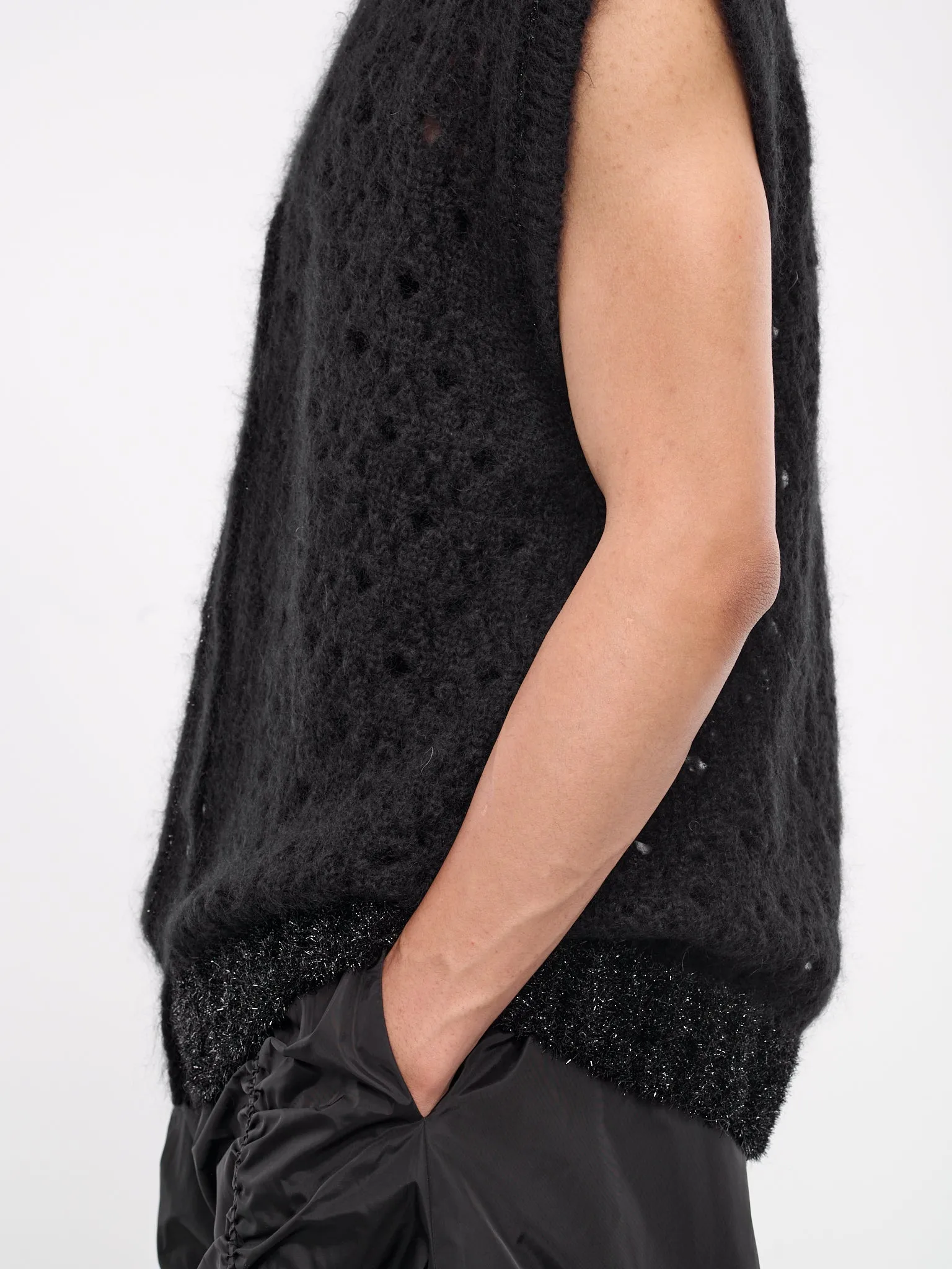 Tinsel Trim Knit Vest (AMK16T-0643-BLACK) sold by lorenzo product image thumbnail 5