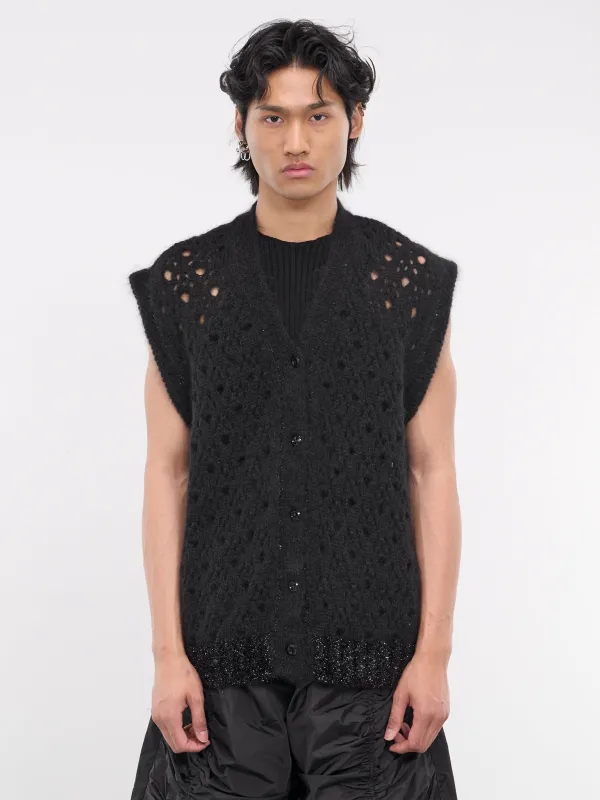 Tinsel Trim Knit Vest (AMK16T-0643-BLACK) made by Simone Rocha