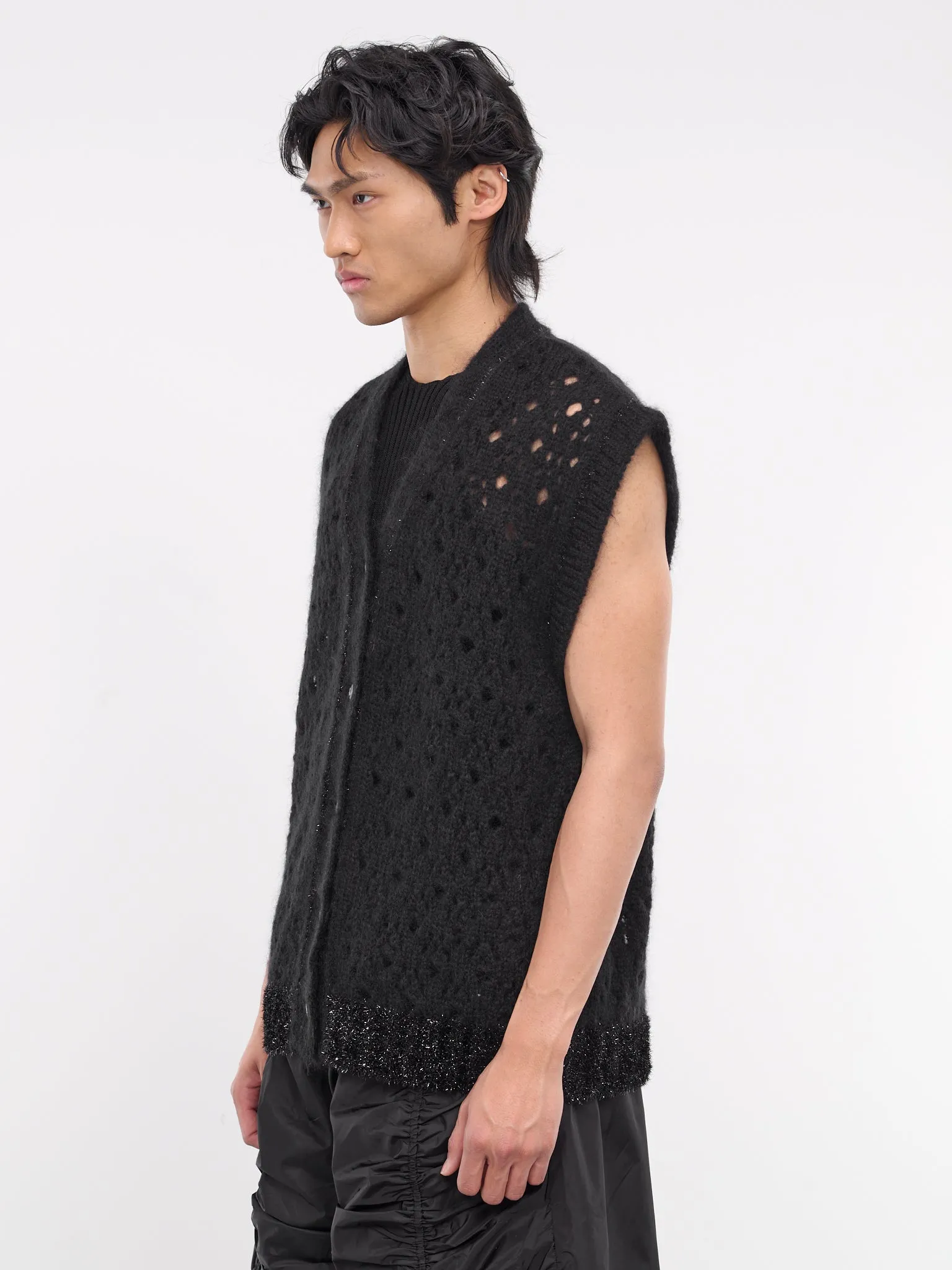 Tinsel Trim Knit Vest (AMK16T-0643-BLACK) sold by lorenzo product image thumbnail 2