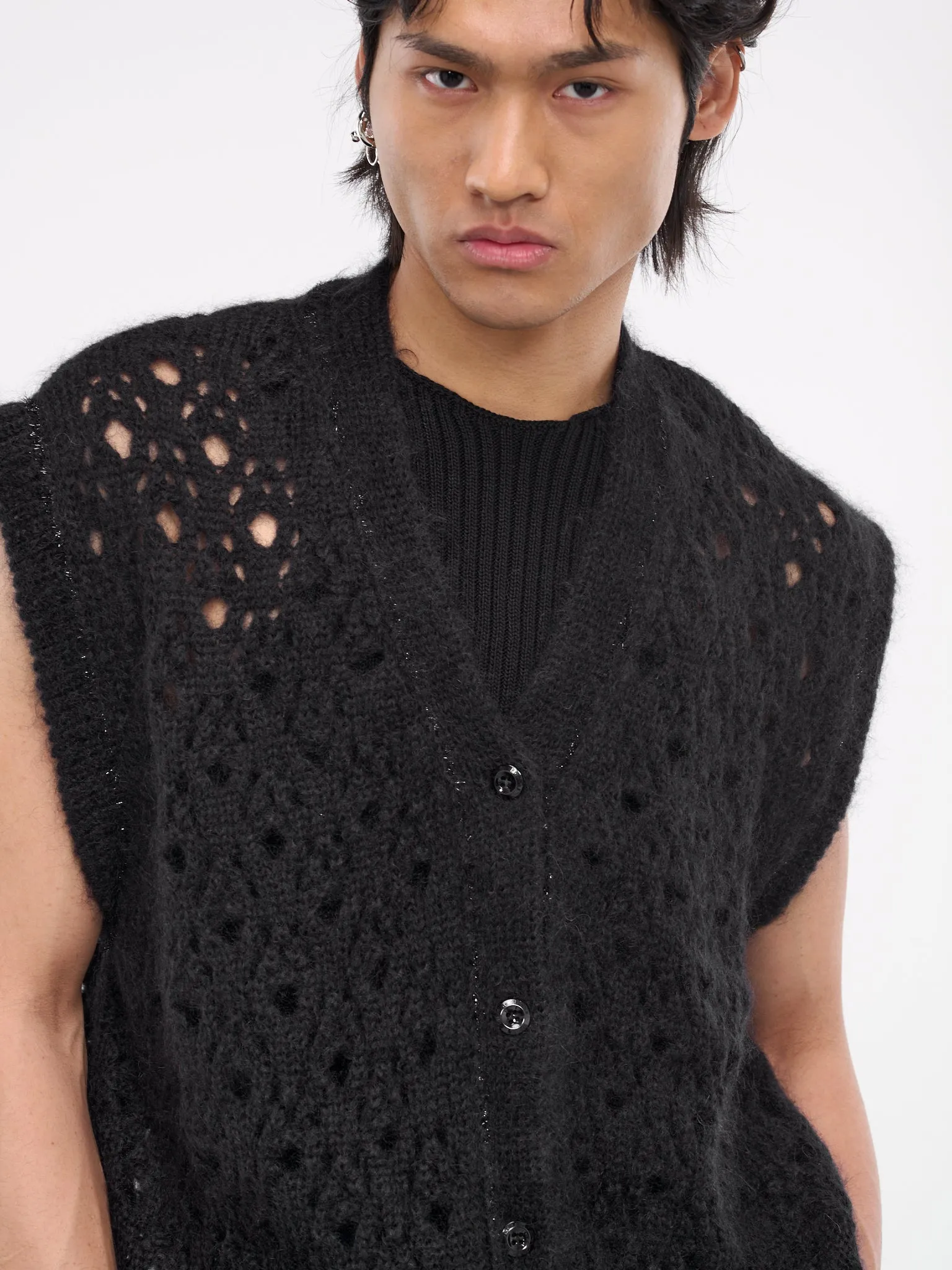 Tinsel Trim Knit Vest (AMK16T-0643-BLACK) sold by lorenzo product image thumbnail 4